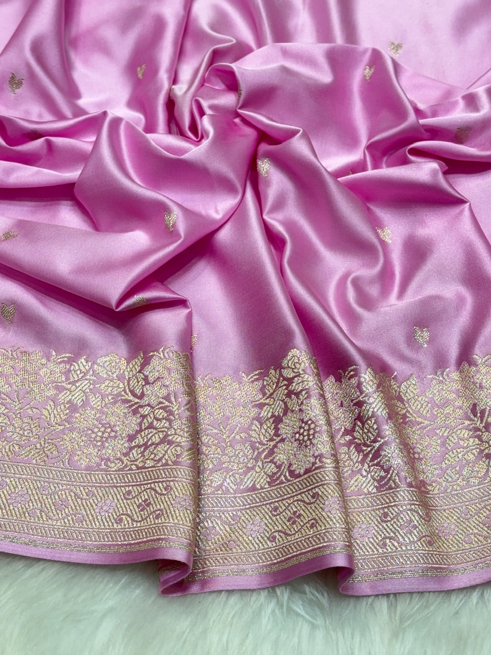 Soft Pink Pure Banarasi Mashru Silk Saree