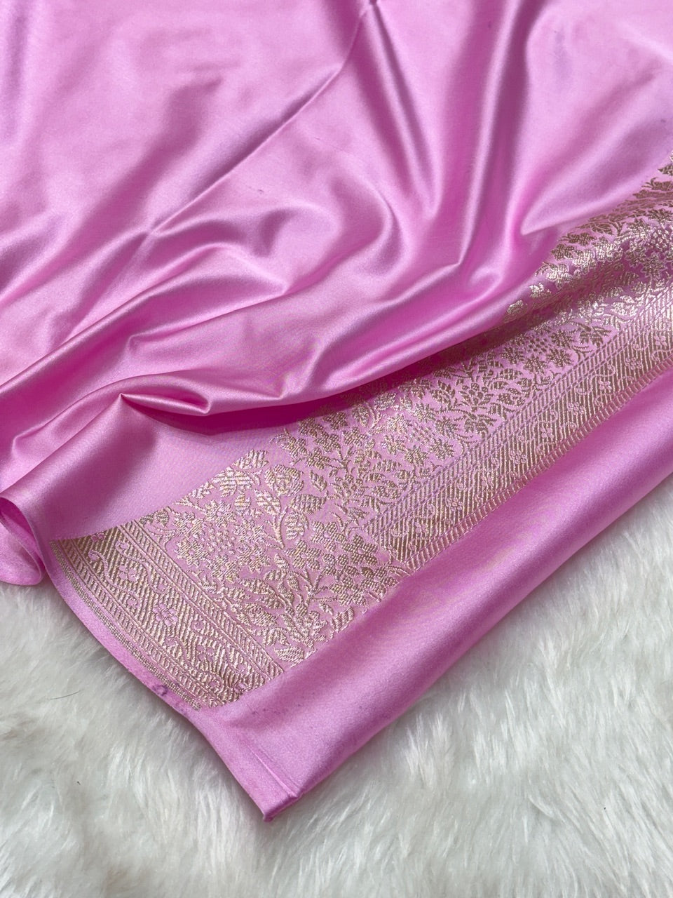 Soft Pink Pure Banarasi Mashru Silk Saree