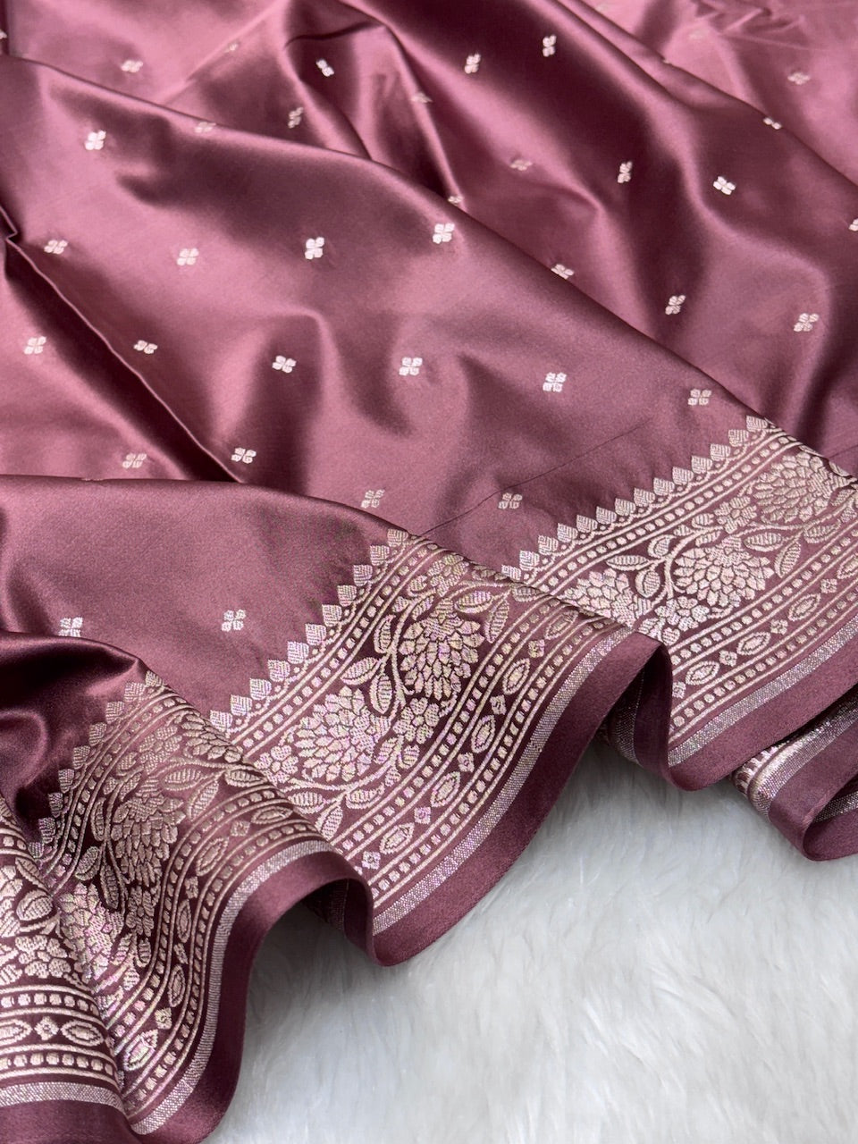 Mocha Brown Pure Banarasi Mashru Silk Saree