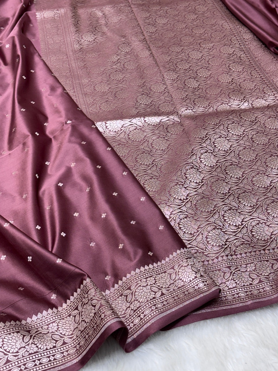 Mocha Brown Pure Banarasi Mashru Silk Saree