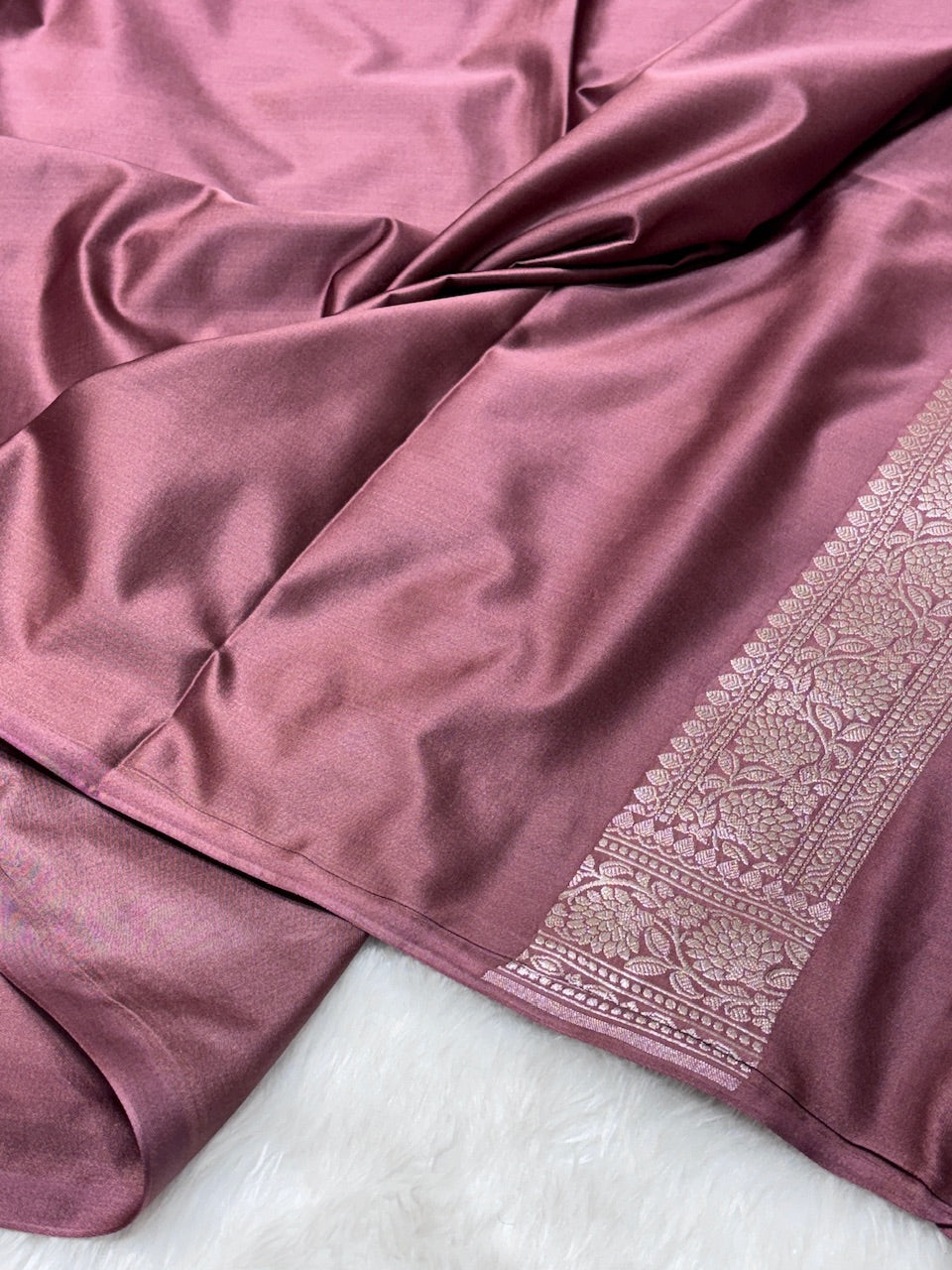 Mocha Brown Pure Banarasi Mashru Silk Saree