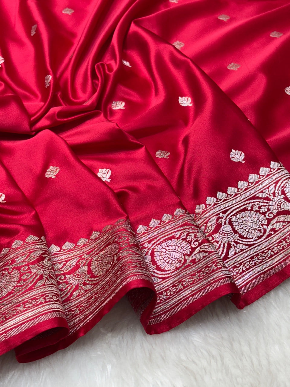 Deep Pink Banarasi Mashru Silk Saree