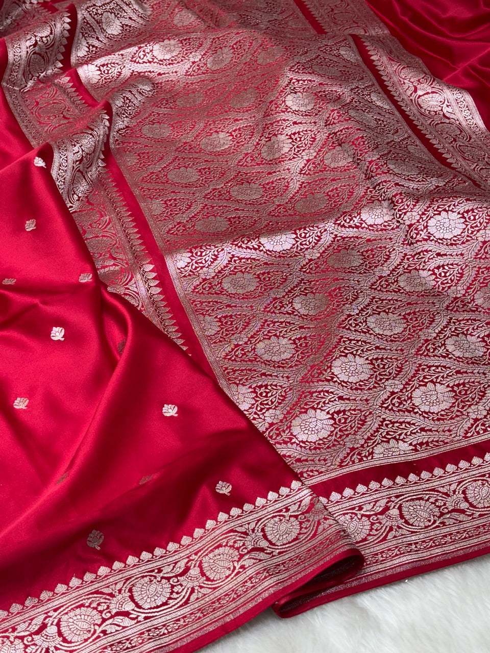 Deep Pink Banarasi Mashru Silk Saree