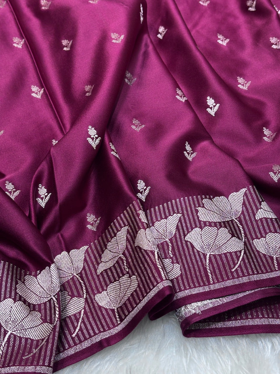Regal Maroon Pure Banarasi Mashru Silk Saree