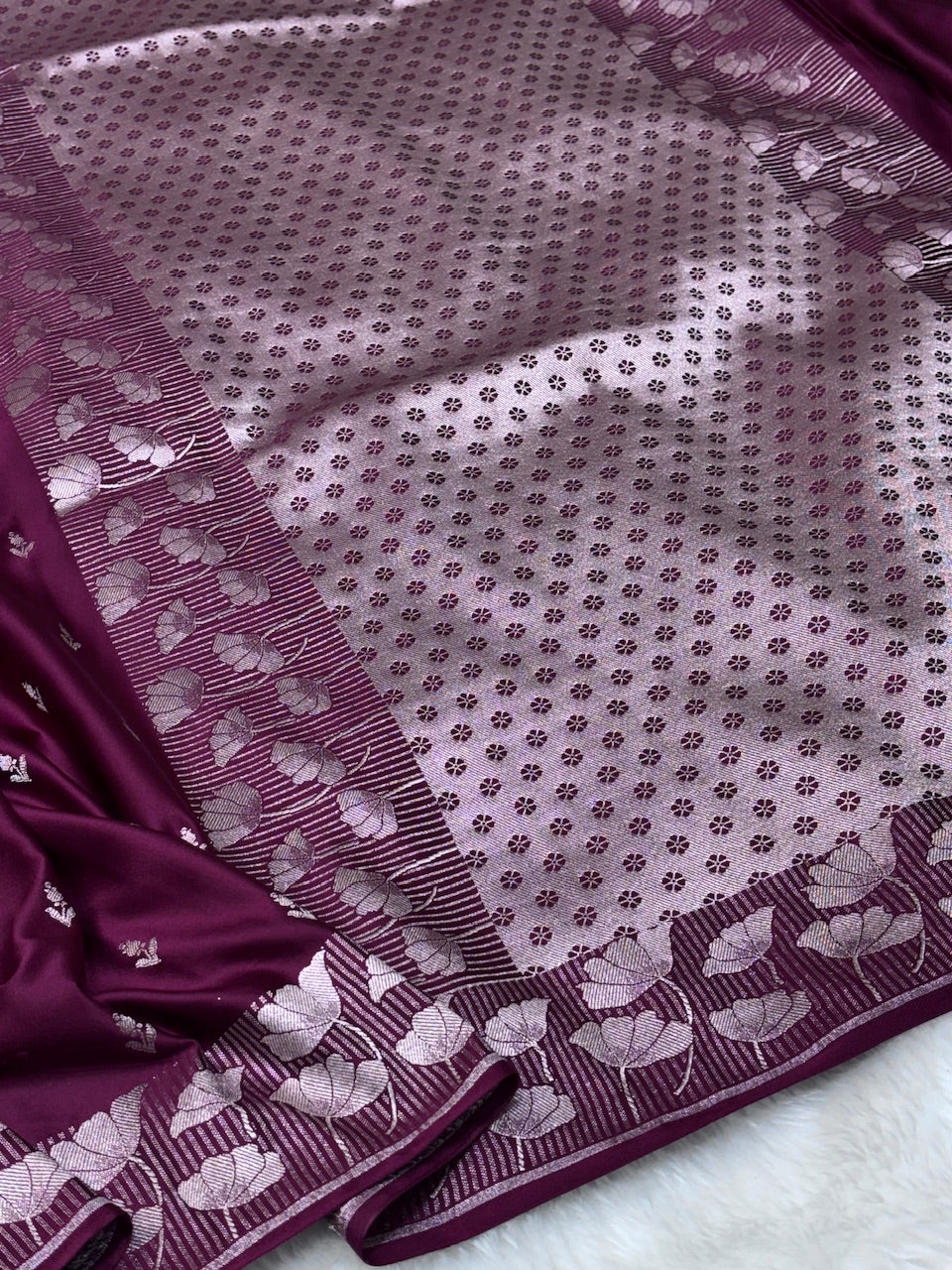 Regal Maroon Pure Banarasi Mashru Silk Saree