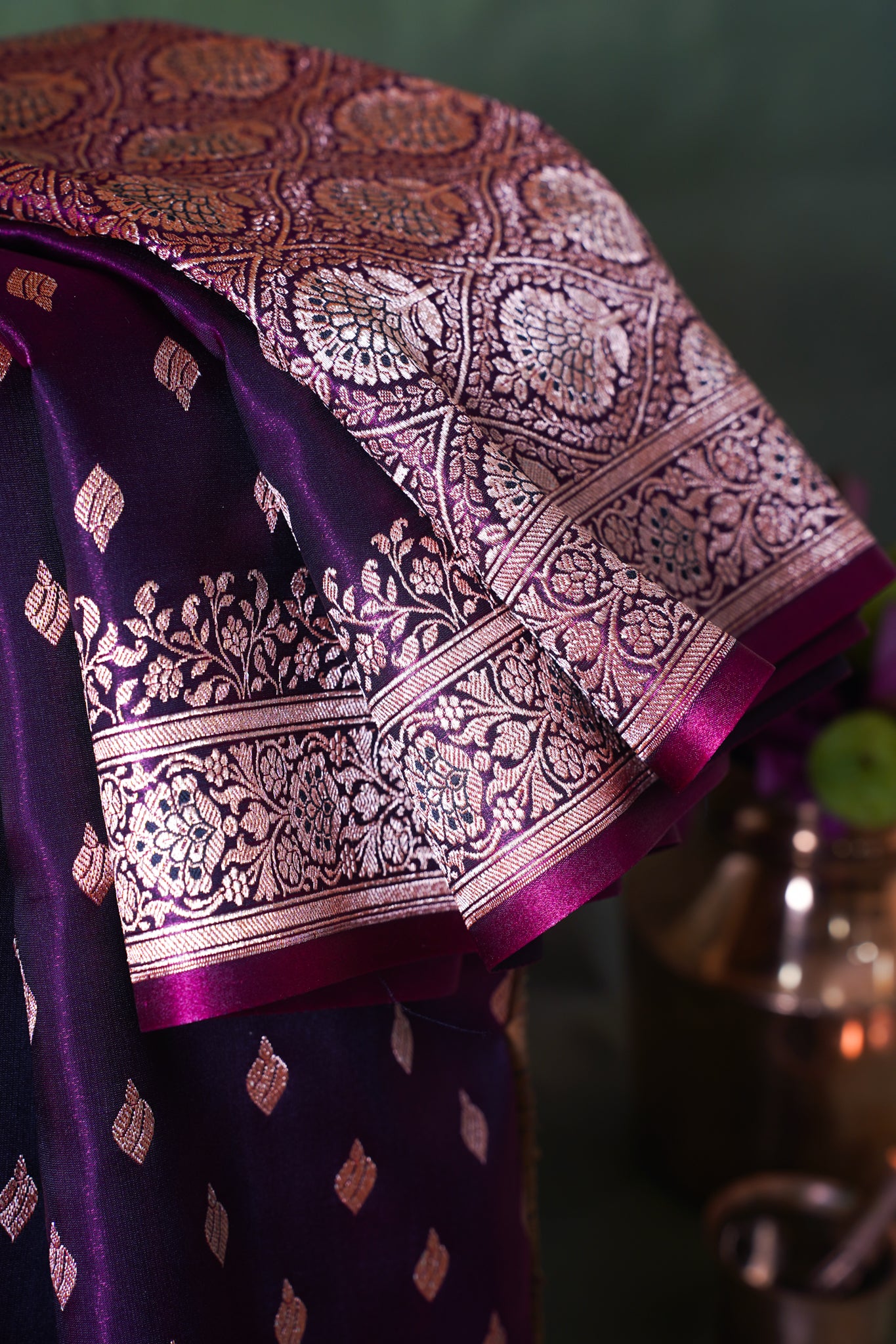 Royal Purple Upada Satin Silk Saree