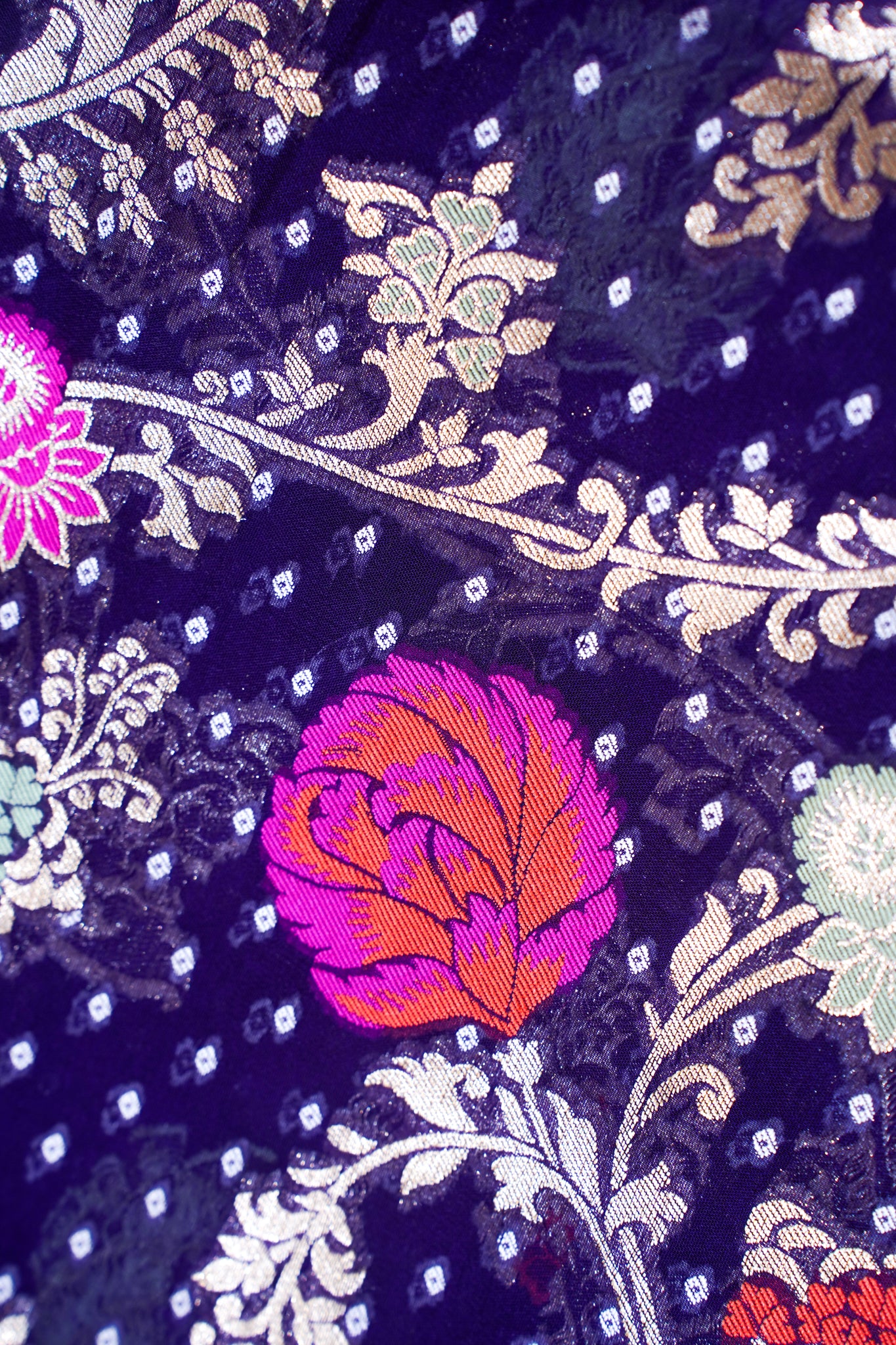 Royal Purple Khaddi Georgette Minakari Jaal Bandhej Saree