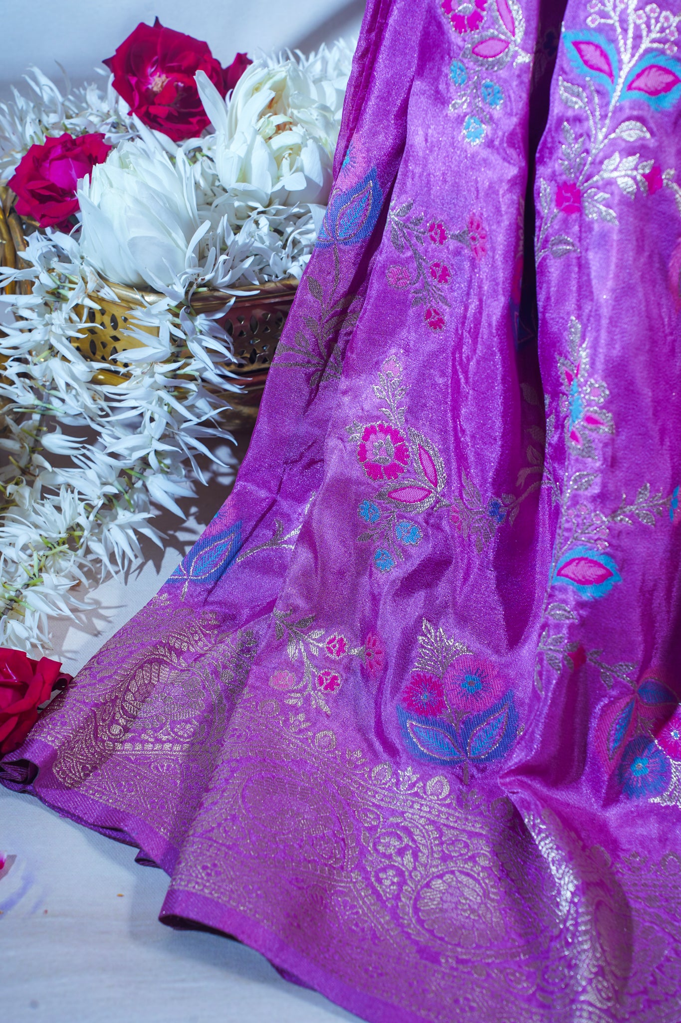 Purple Banarasi Minakari Jaal Saree