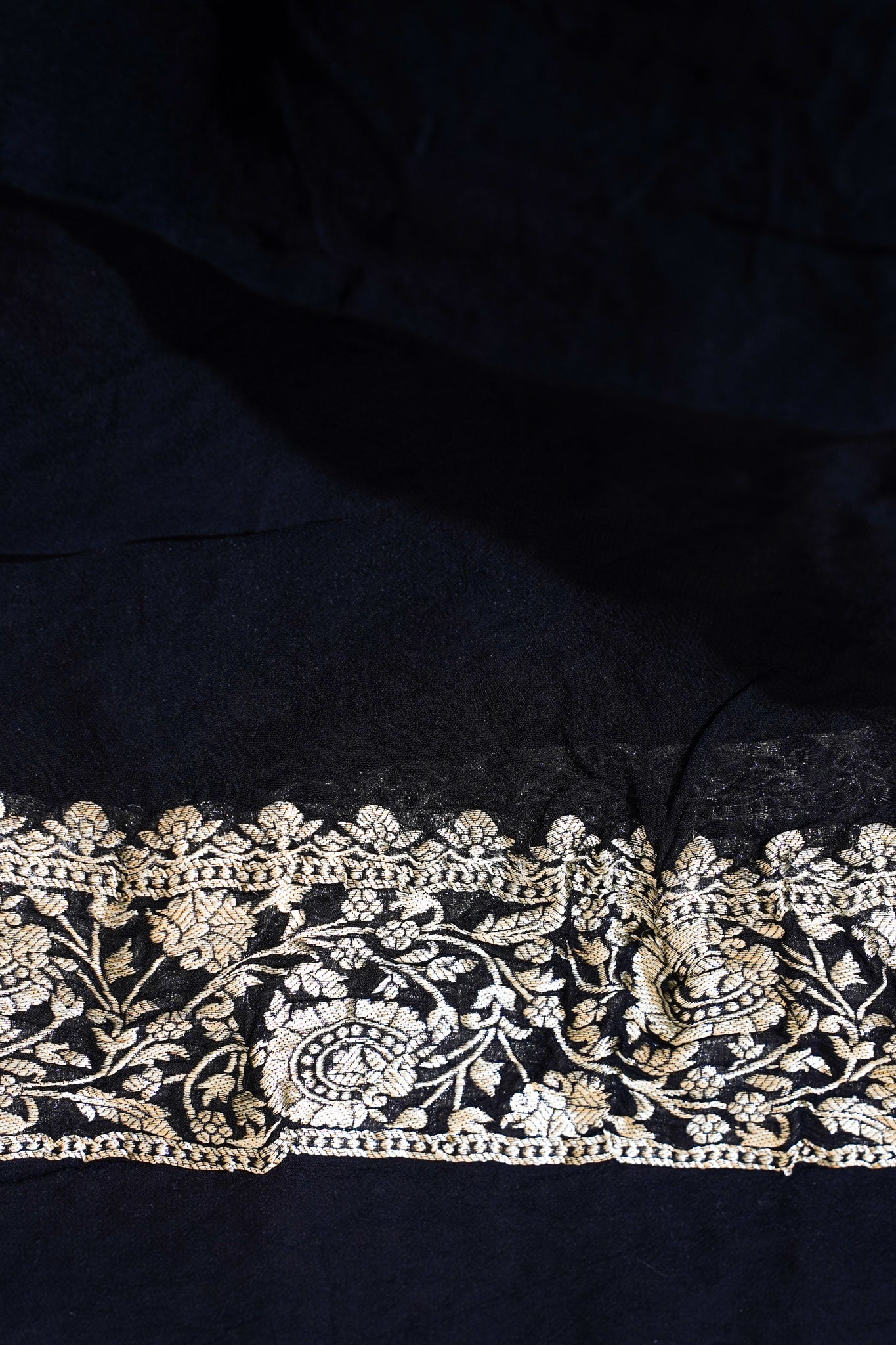 Black Khaddi Georgette Minakari Jaal Bandhej Saree