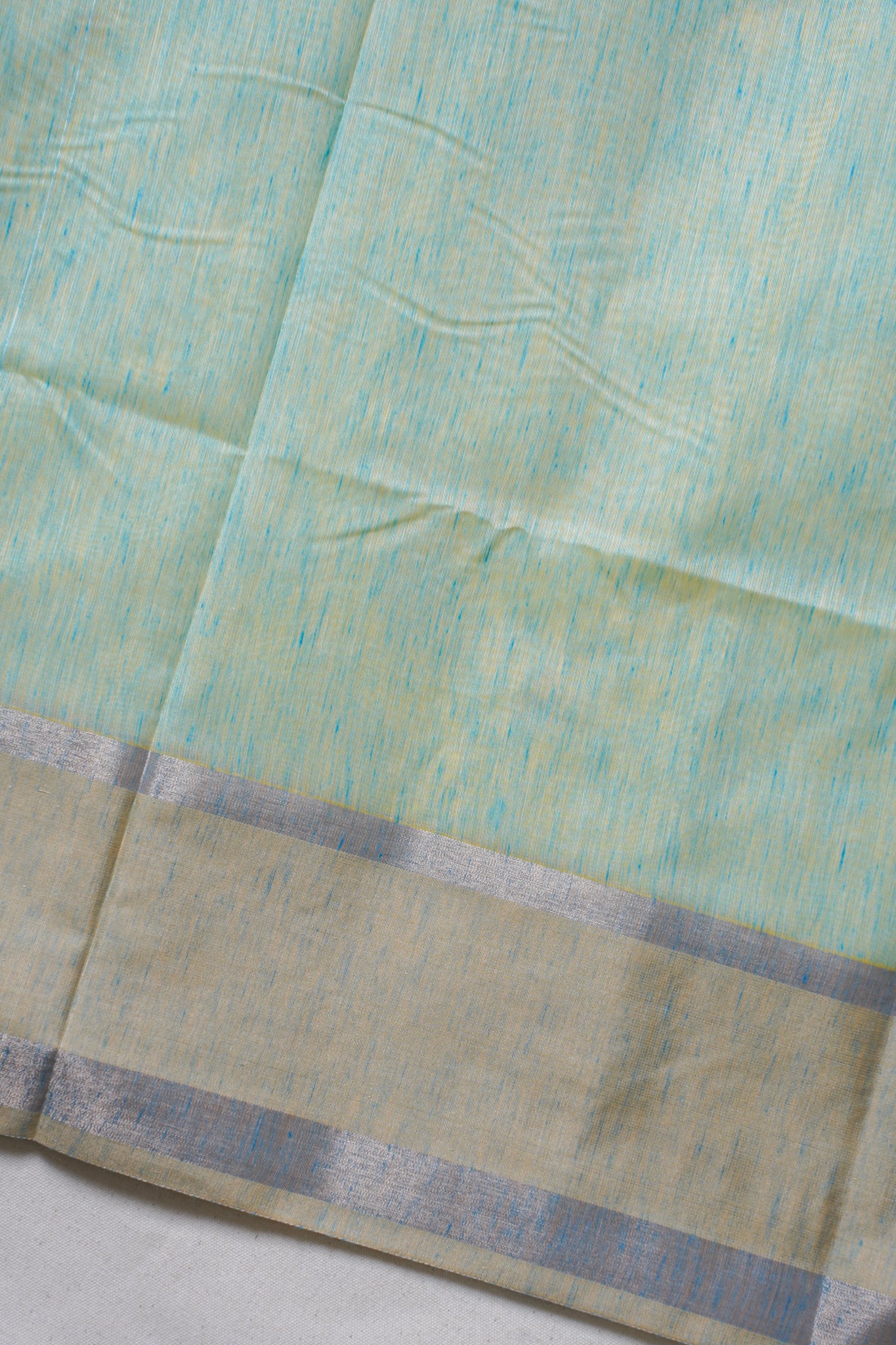 Pastel Green Linen Embroidery Saree