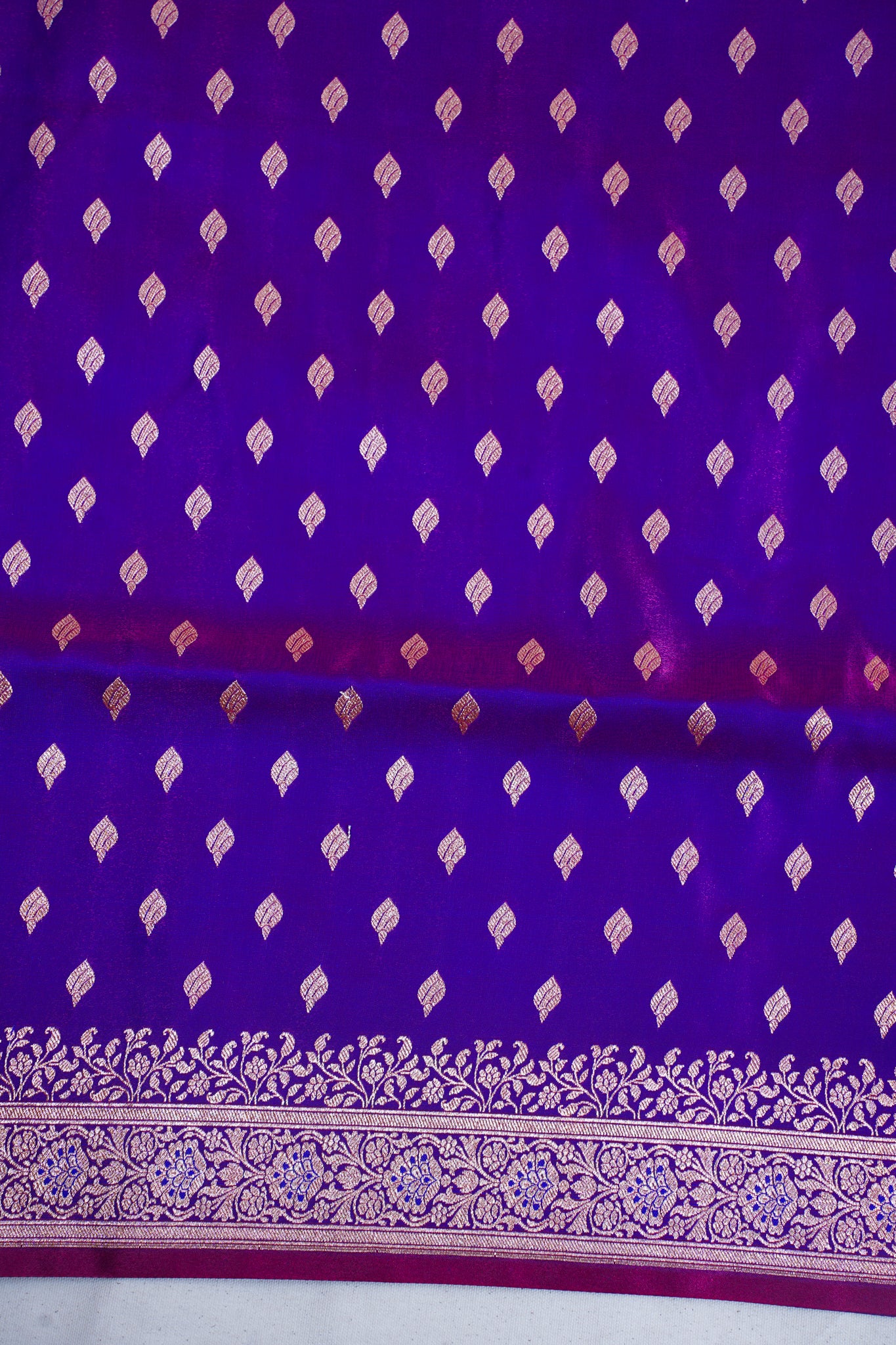 Royal Purple Banarasi Upada Satin Silk Saree