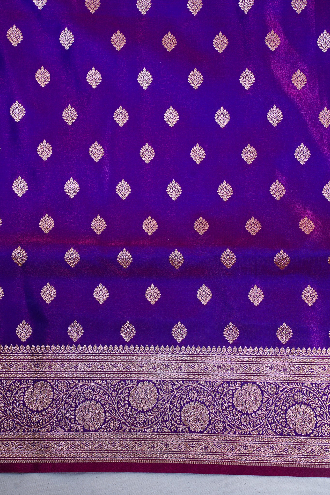 Royal Violet Banarasi Upada Satin Silk Saree