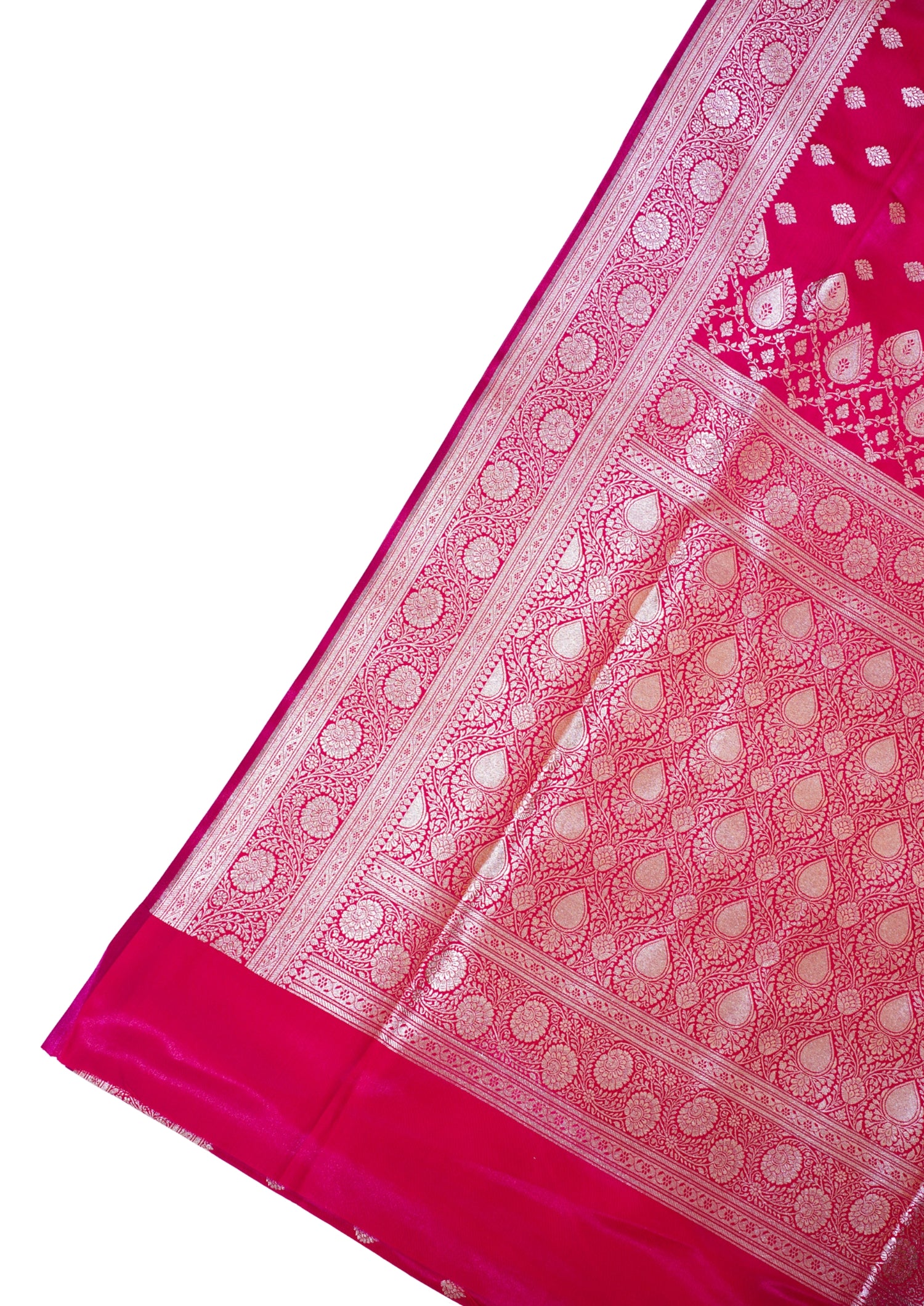 Rani Pink Banarasi Upada Satin Silk Saree
