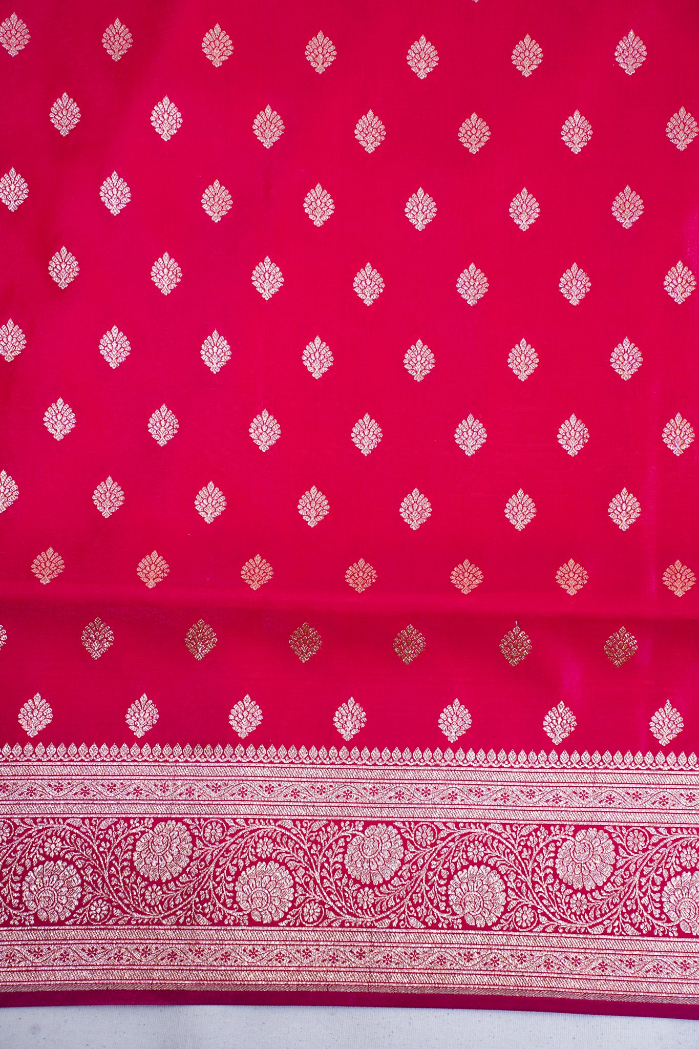 Rani Pink Banarasi Upada Satin Silk Saree