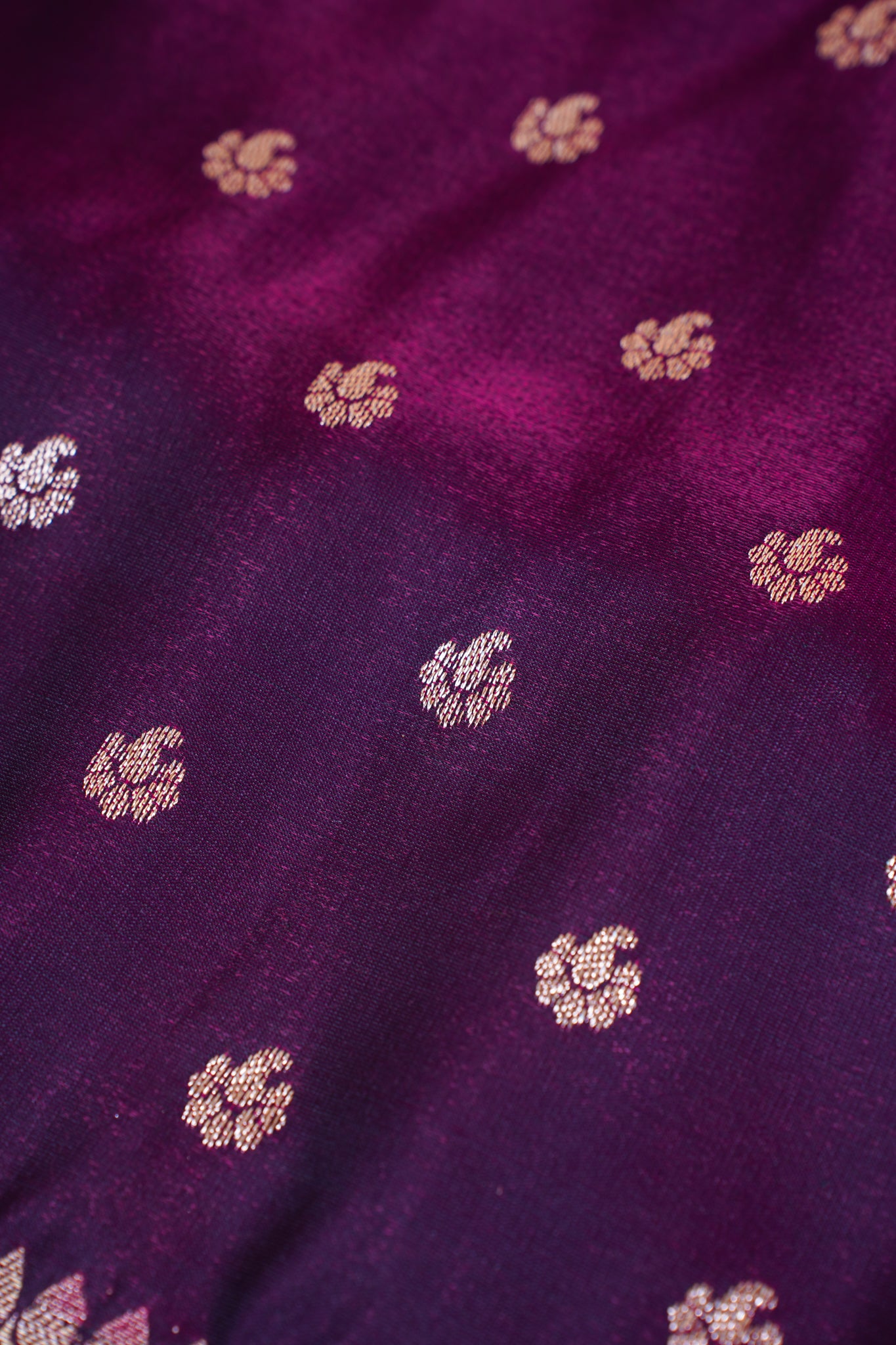 Wine Plum Pure Banarasi Upada Satin Silk Buti Saree