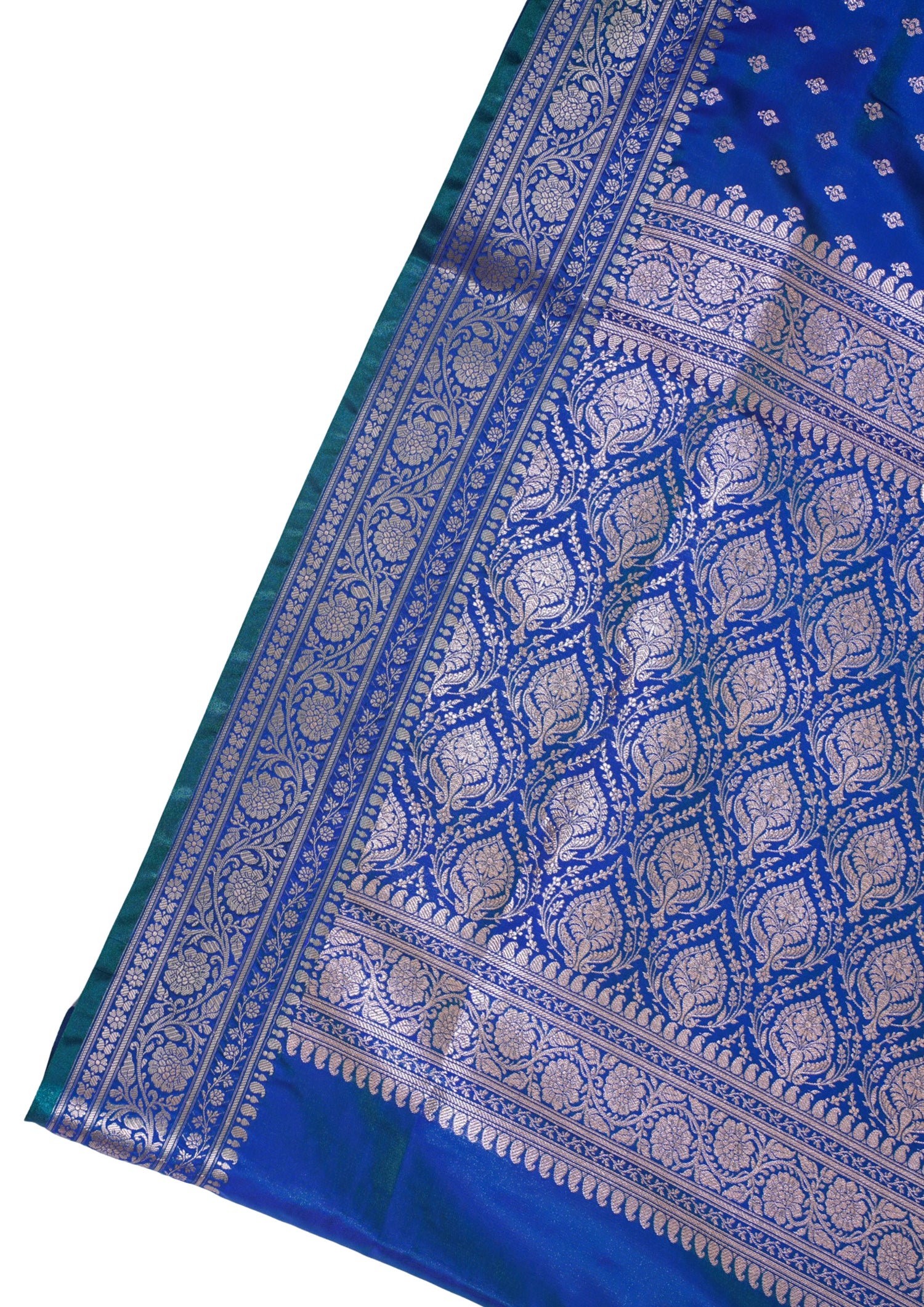 Midnight Blue Banarasi Upada Satin Silk Buti Saree