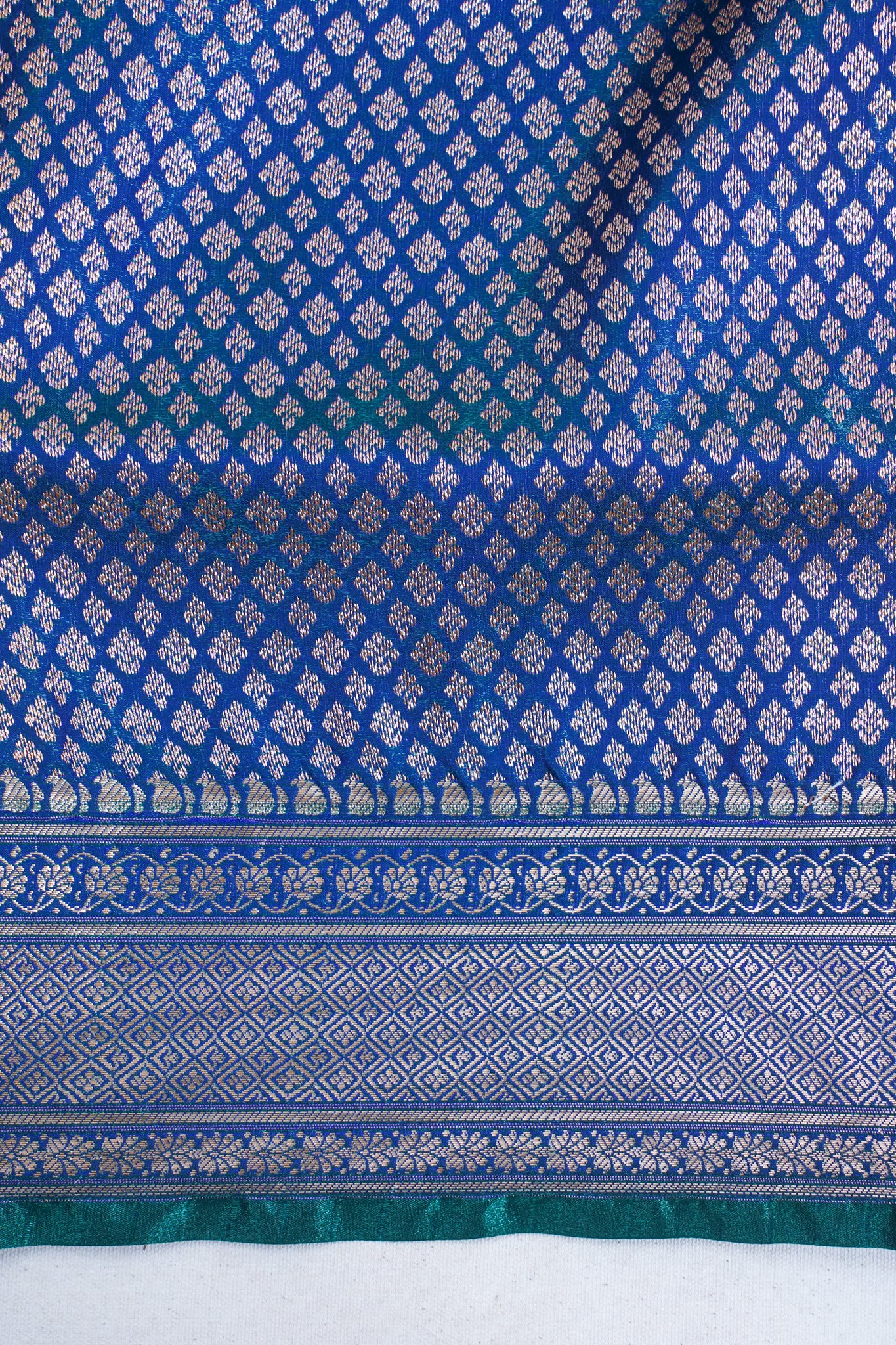 Midnight Blue Banarasi Upada Satin Silk Buti Saree