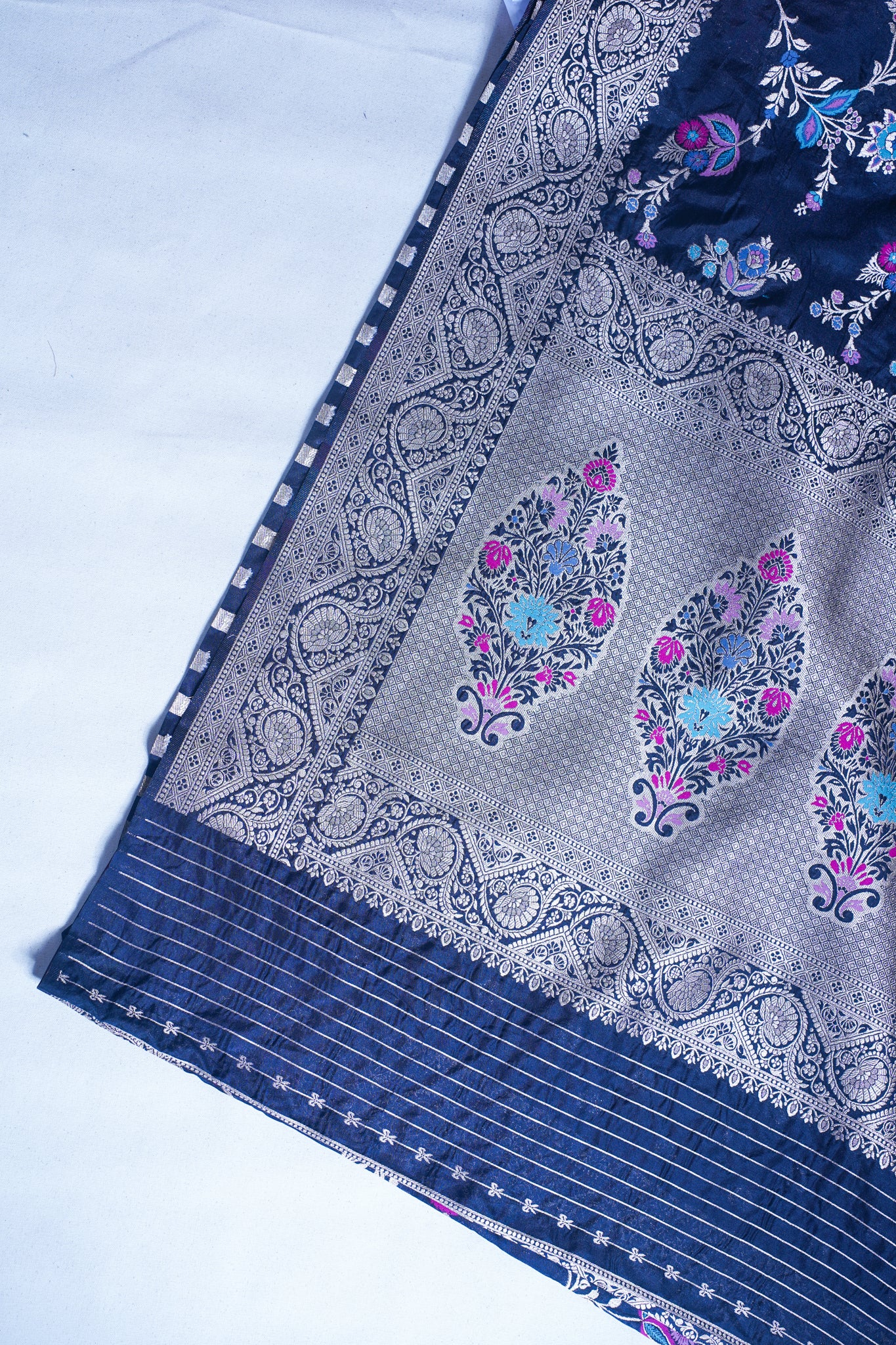 Navy Blue Banarasi Minakari Jaal Saree