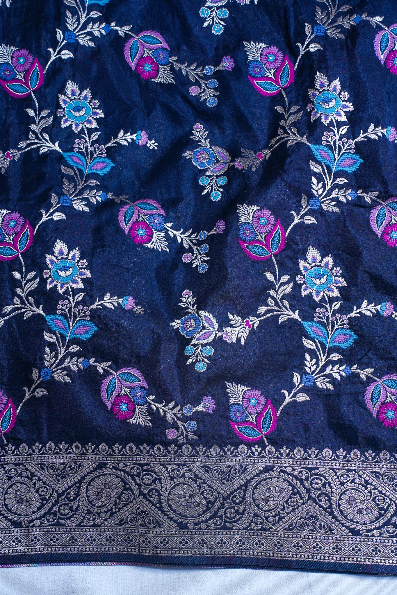 Navy Blue Banarasi Minakari Jaal Saree