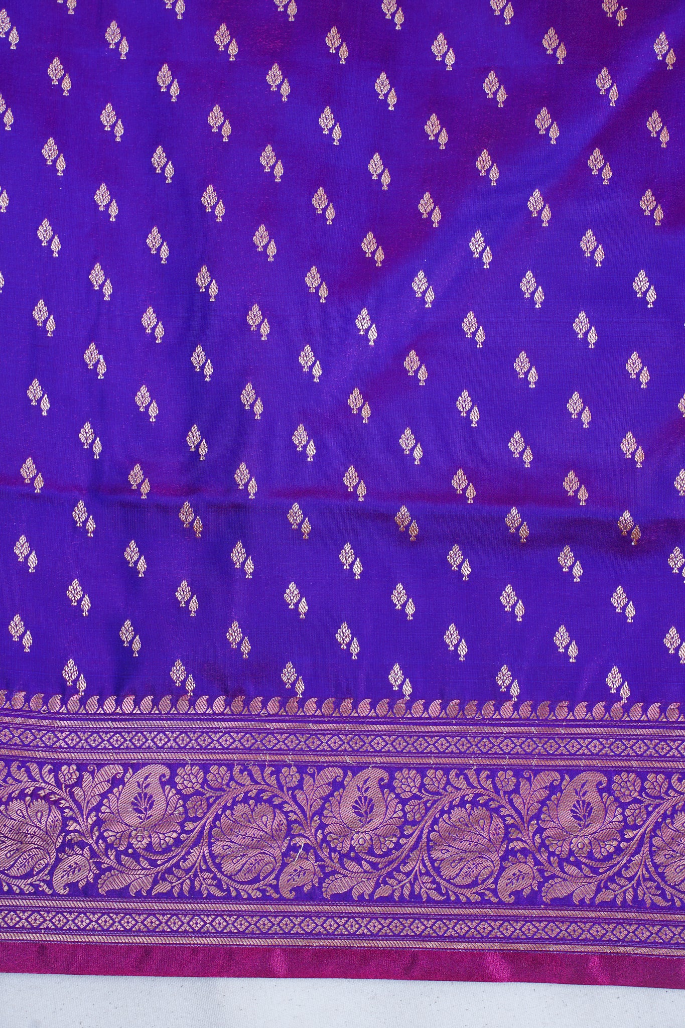 Royal Violet Banarasi Upada Satin Silk Buti Saree