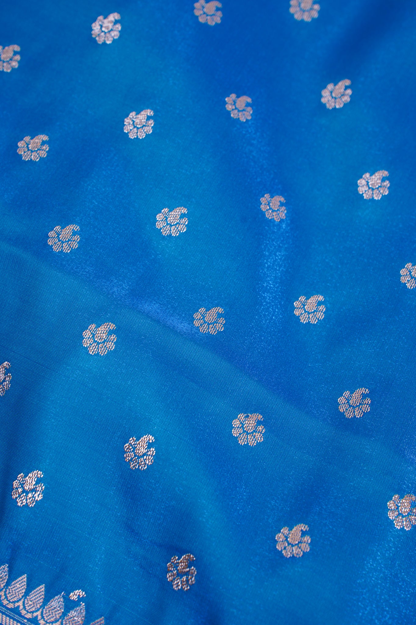 Ocean Blue Banarasi Upada Satin Silk Buti Saree