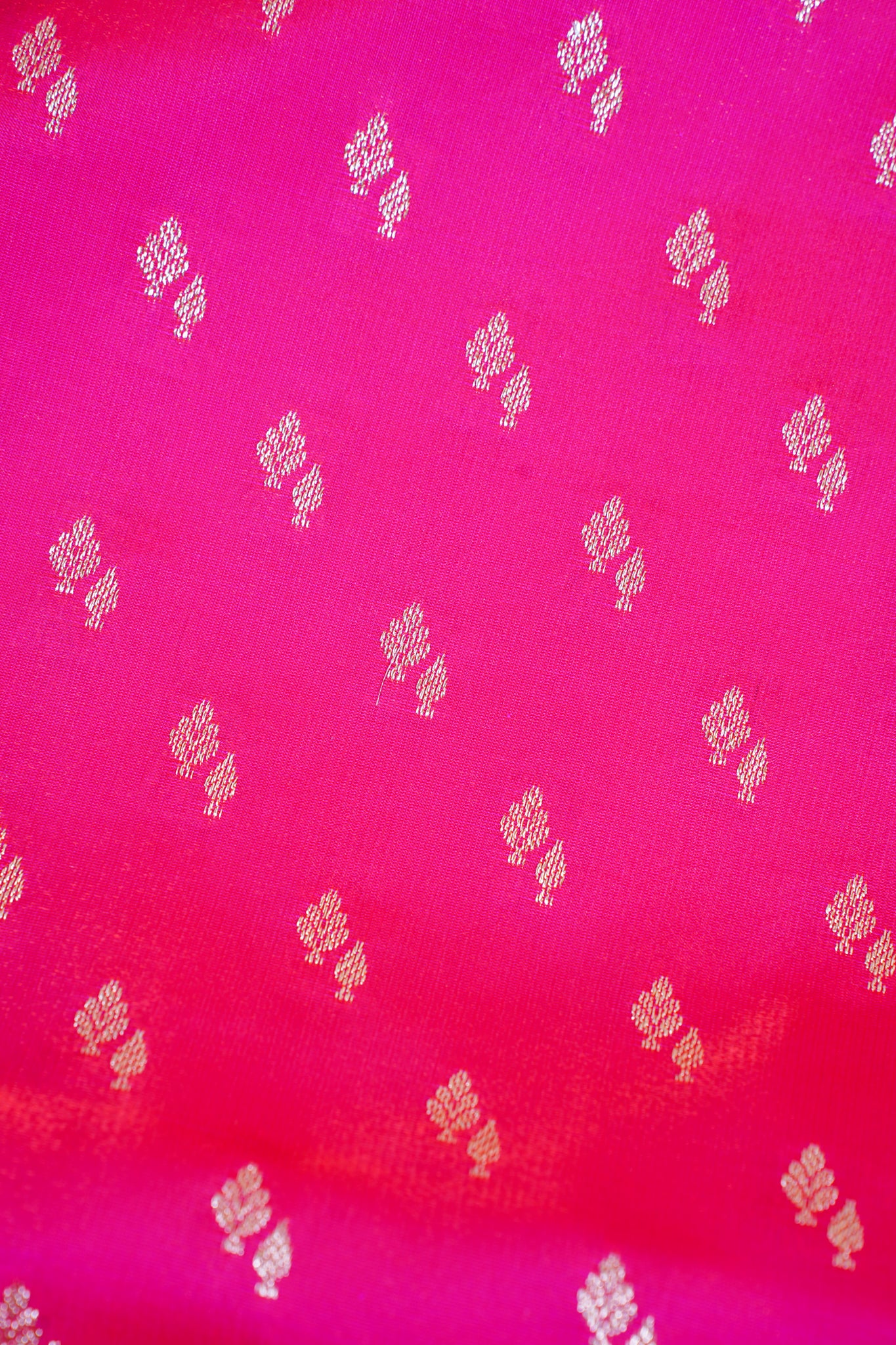 Rani Pink Banarasi Upada Satin Silk Buti Saree