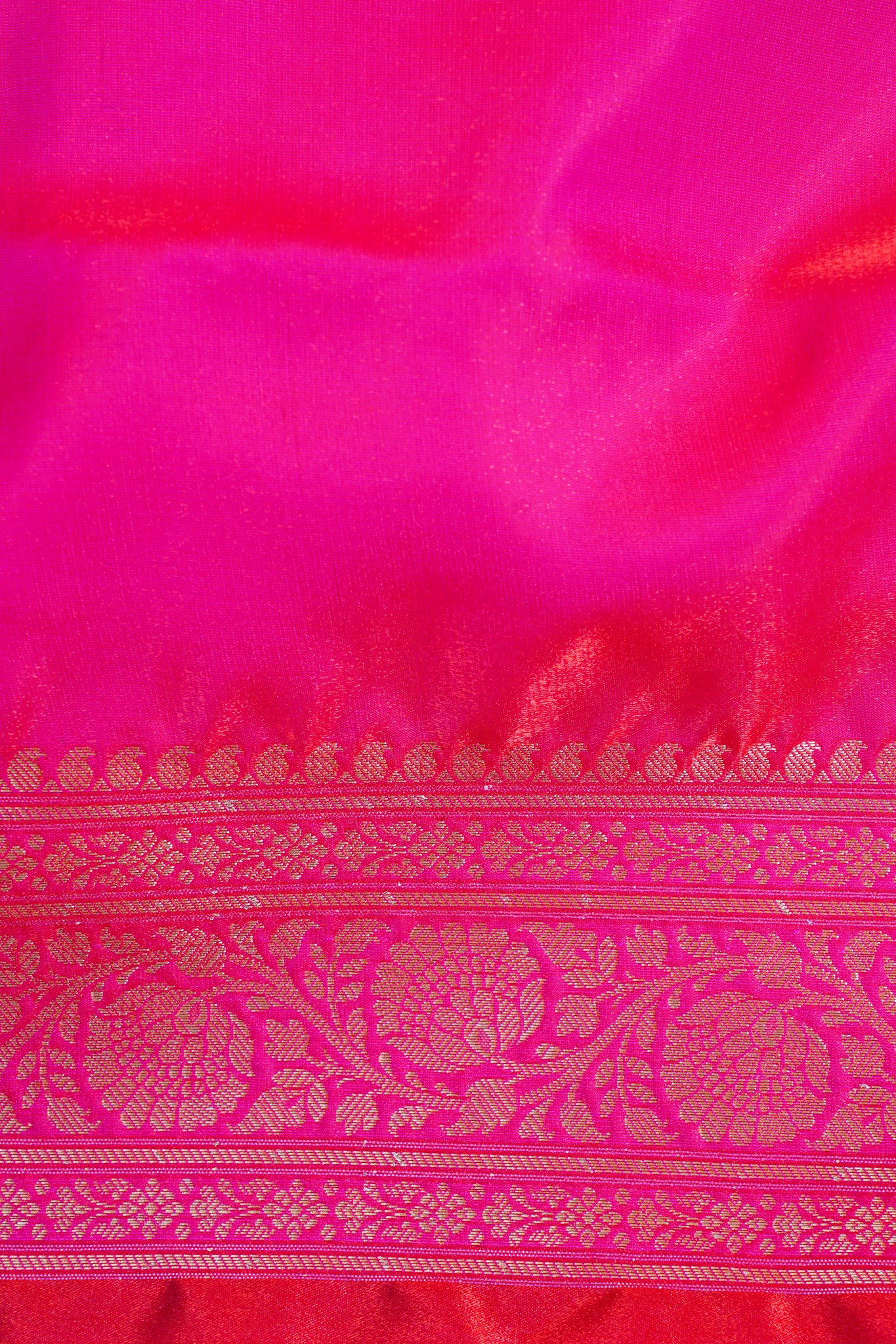 Rani Pink Banarasi Upada Satin Silk Buti Saree