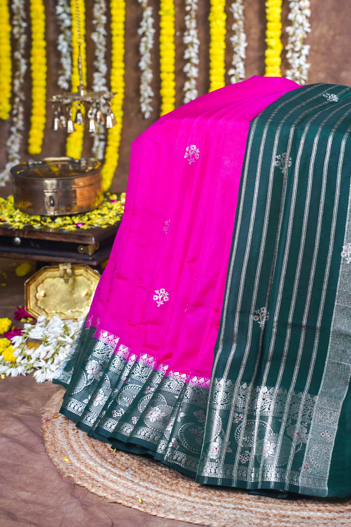 Rani Pink Handloom Banarasi Matka Silk Saree