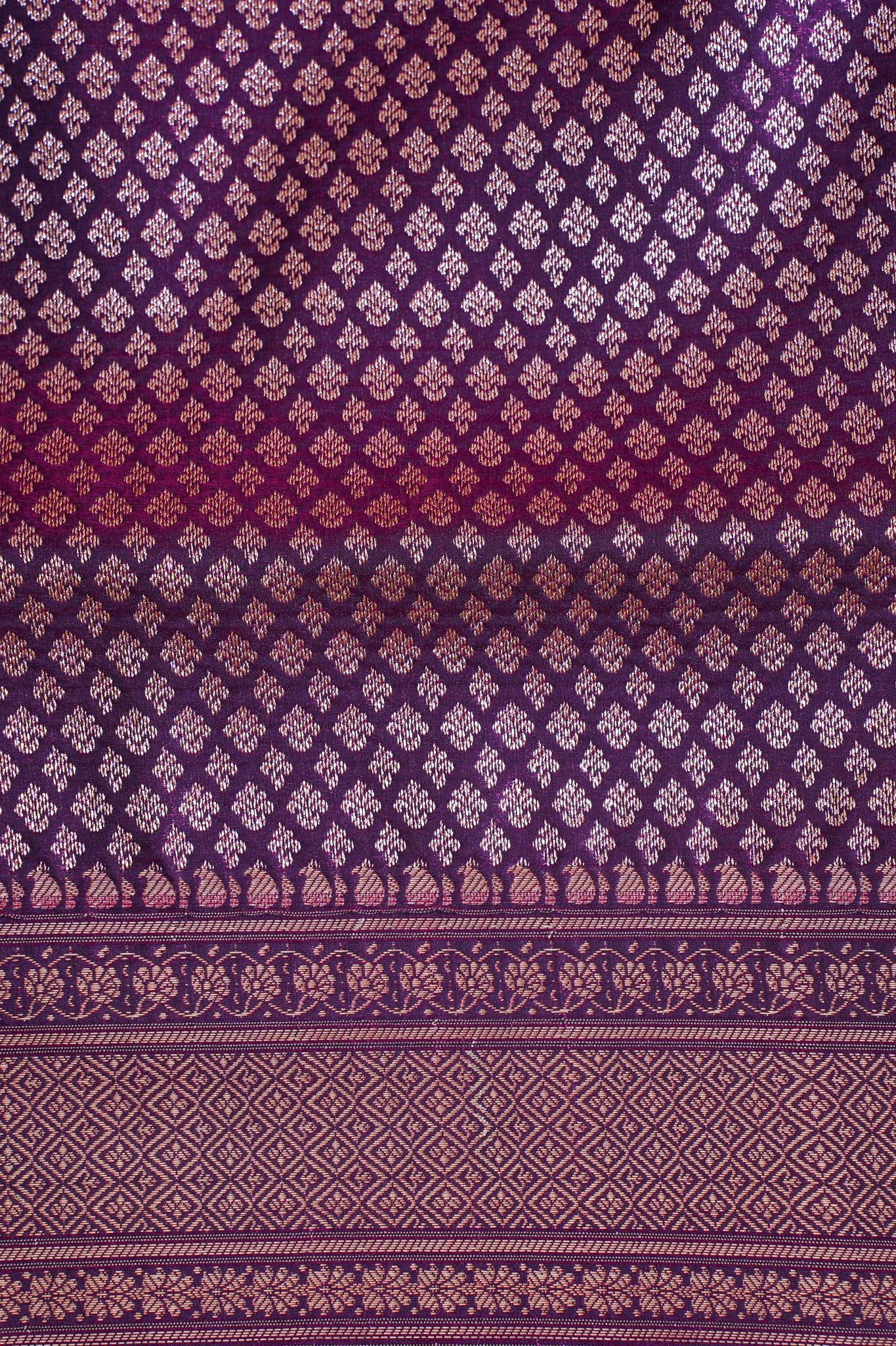 Deep Wine Banarasi Upada Satin Silk Buti Saree