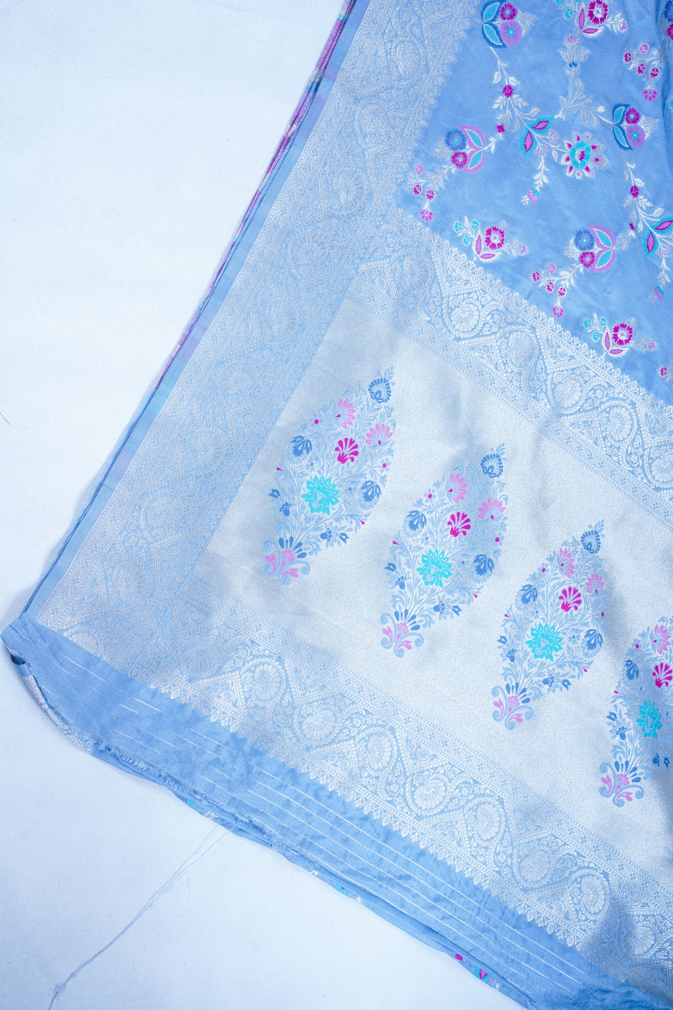 Sky Blue Banarasi Minakari Jaal Saree