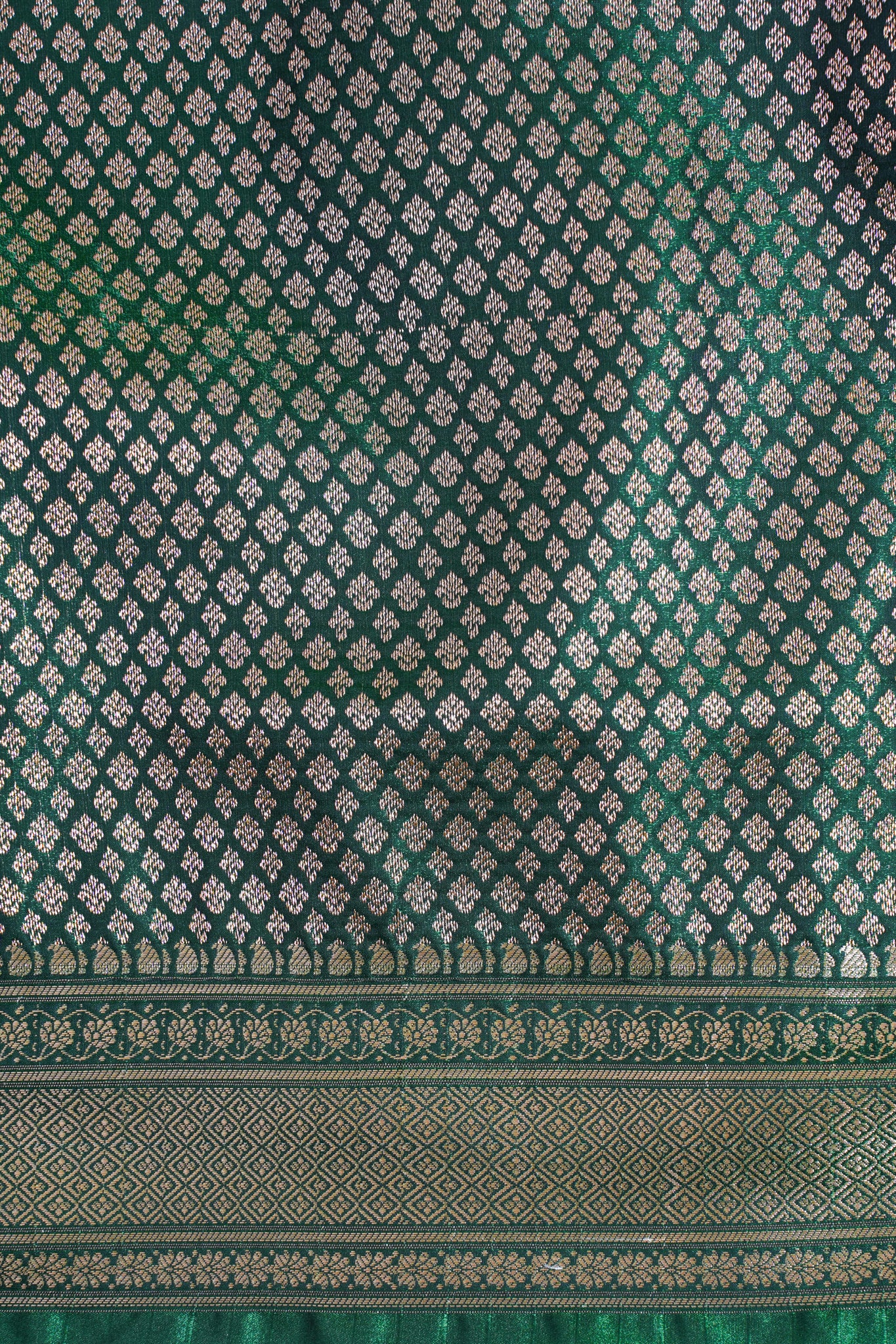 Emerald Green Banarasi Upada Satin Silk Buti Saree