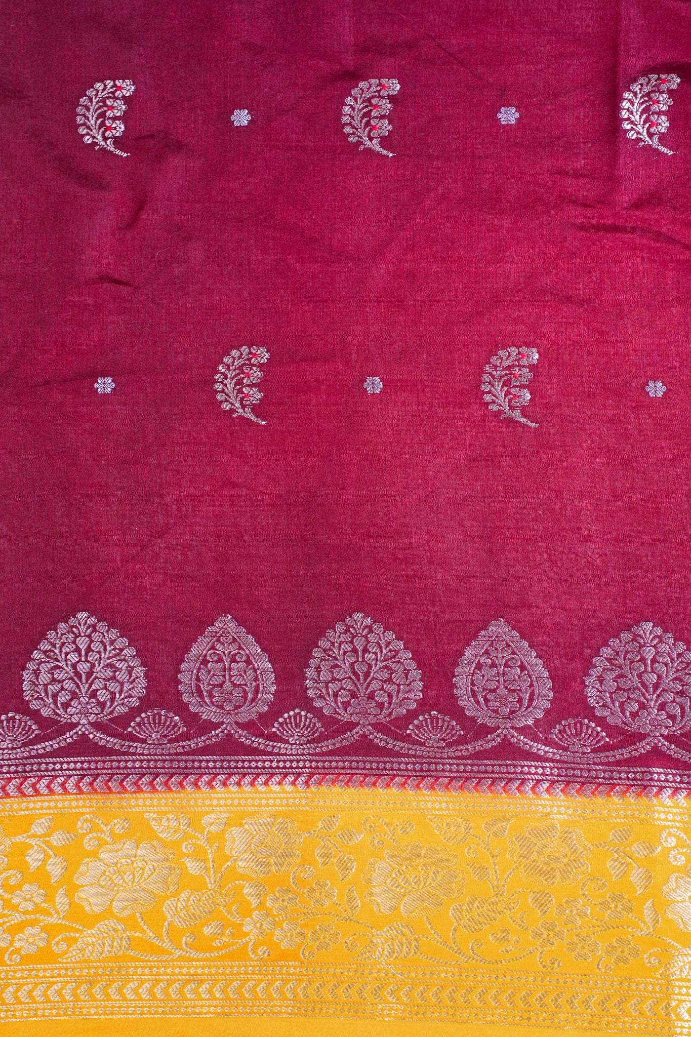 Wine Maroon Handloom Banarasi Matka Silk Saree