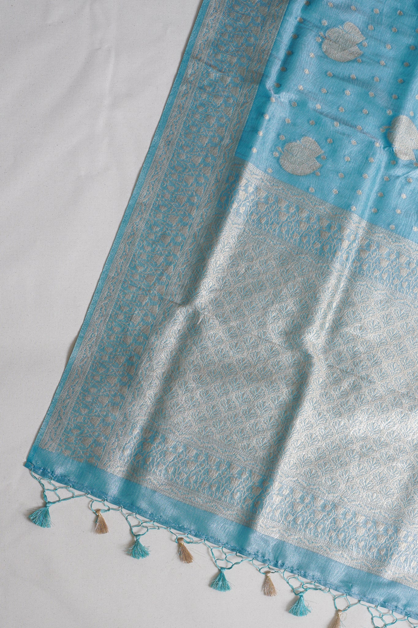 Sky Blue Tissue Silk Saree