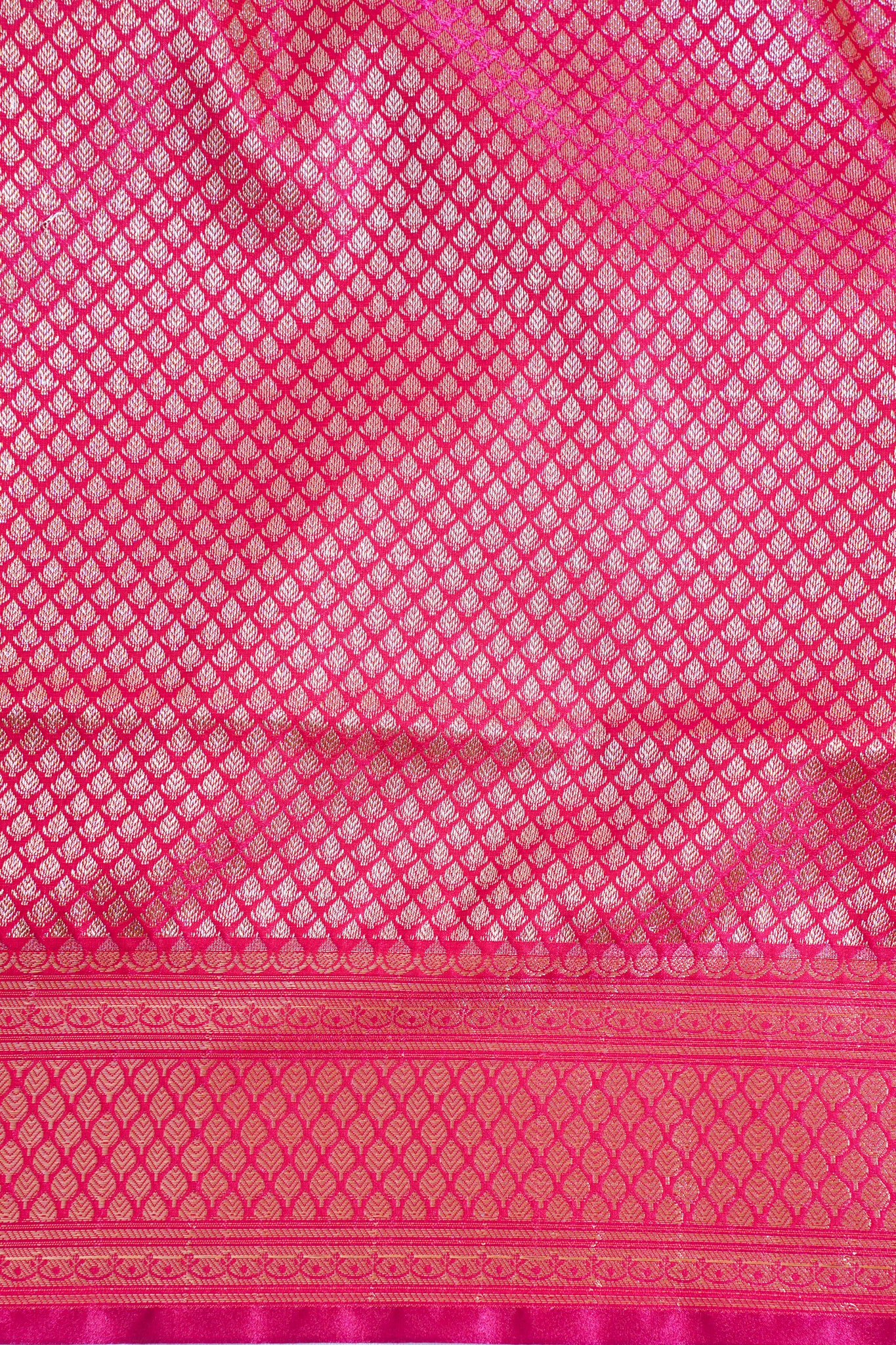 Rani Pink Banarasi Upada Satin Silk Buti Saree