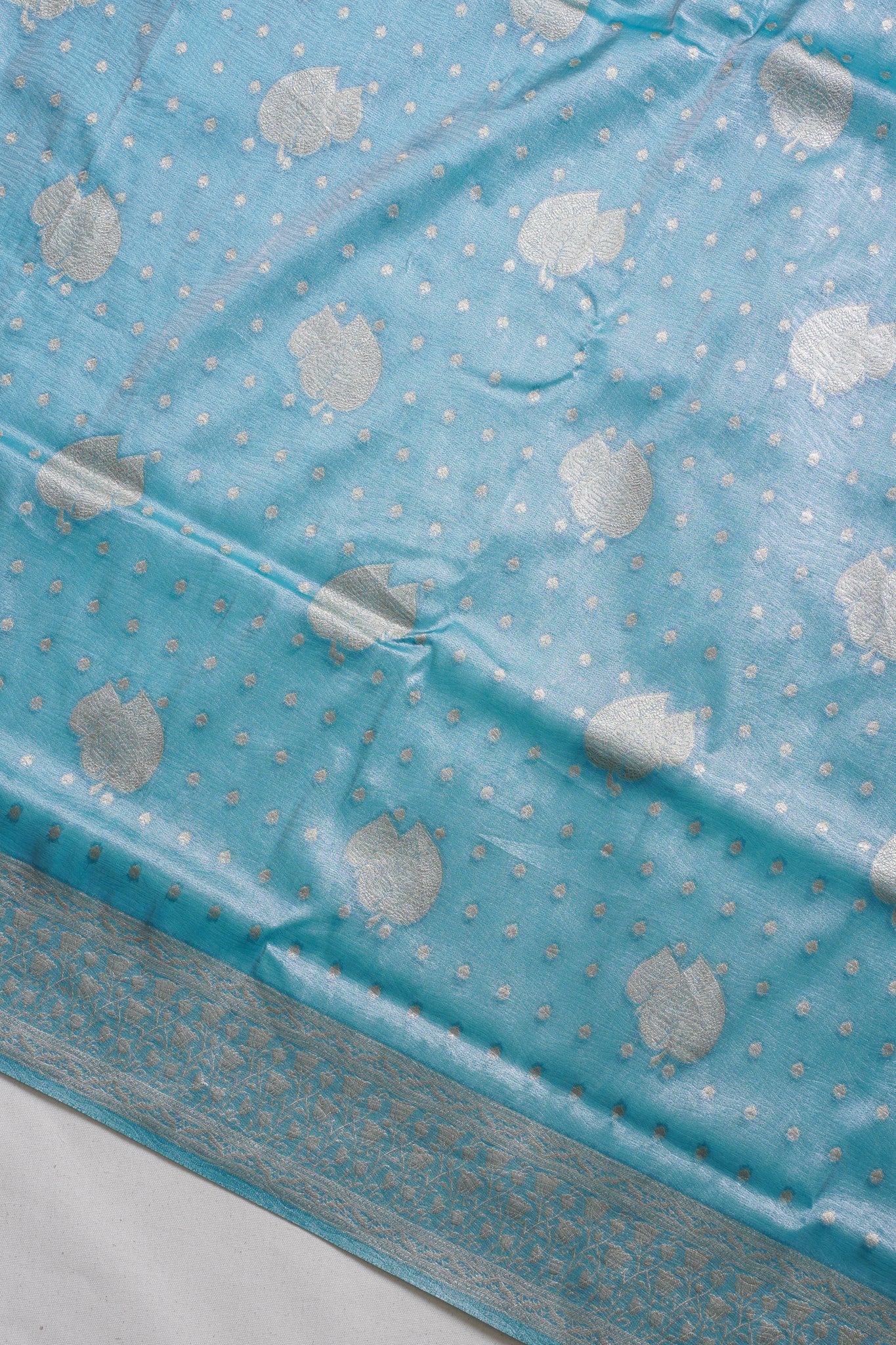 Sky Blue Tissue Silk Saree
