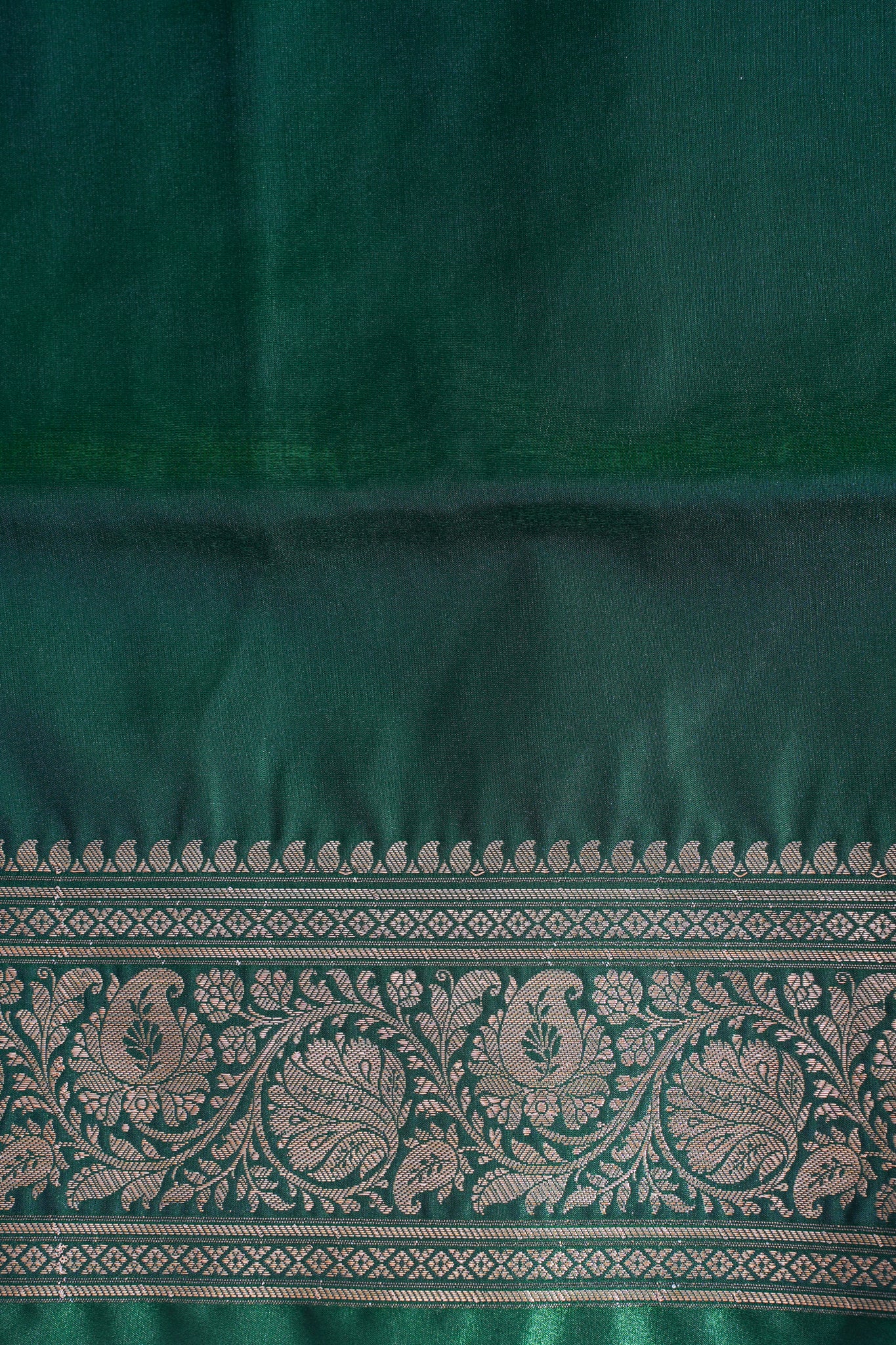 Deep Bottle Green Banarasi Upada Satin Silk Buti Saree