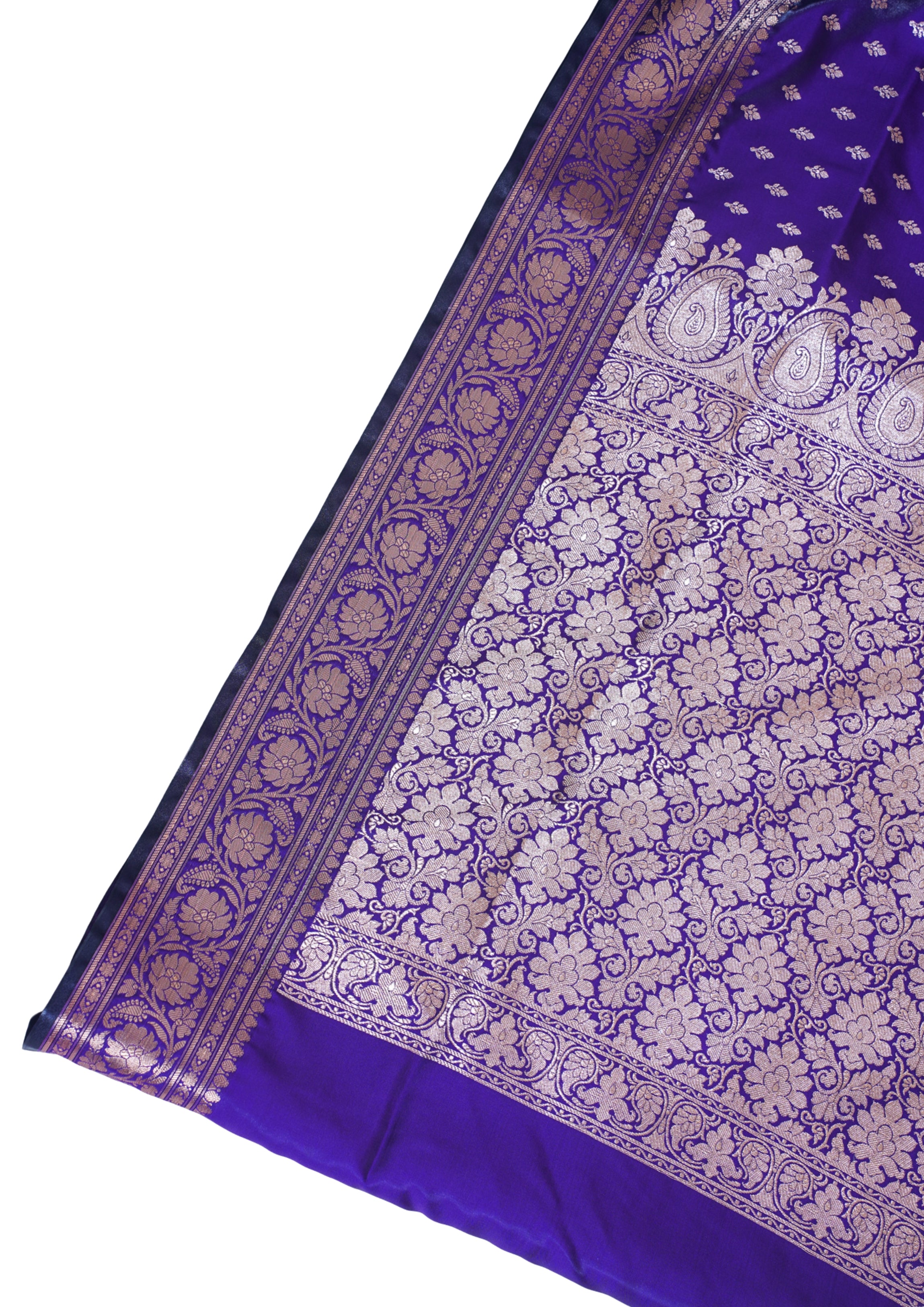 Royal Purple Banarasi Upada Satin Silk Buti Saree