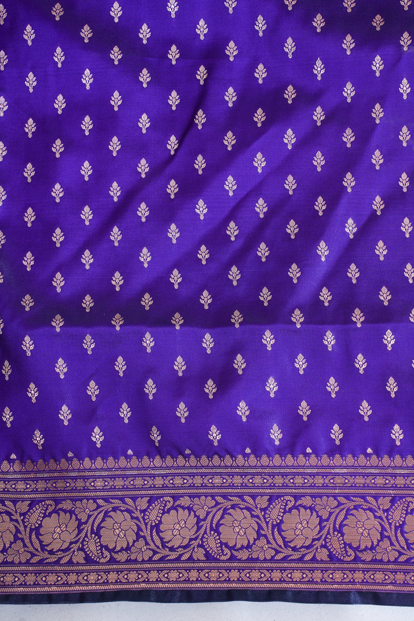 Royal Purple Banarasi Upada Satin Silk Buti Saree