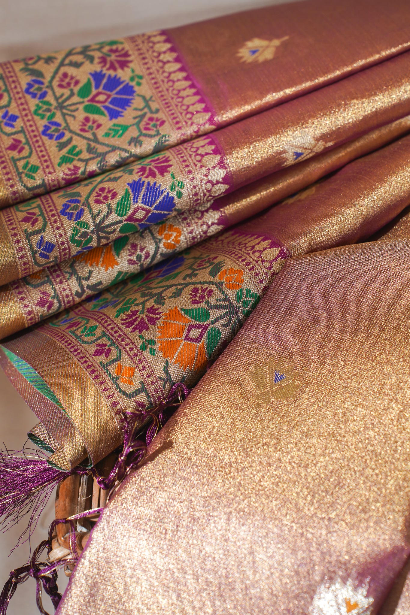 Wine Purple Paithani Minakari Tissue Silk Saree