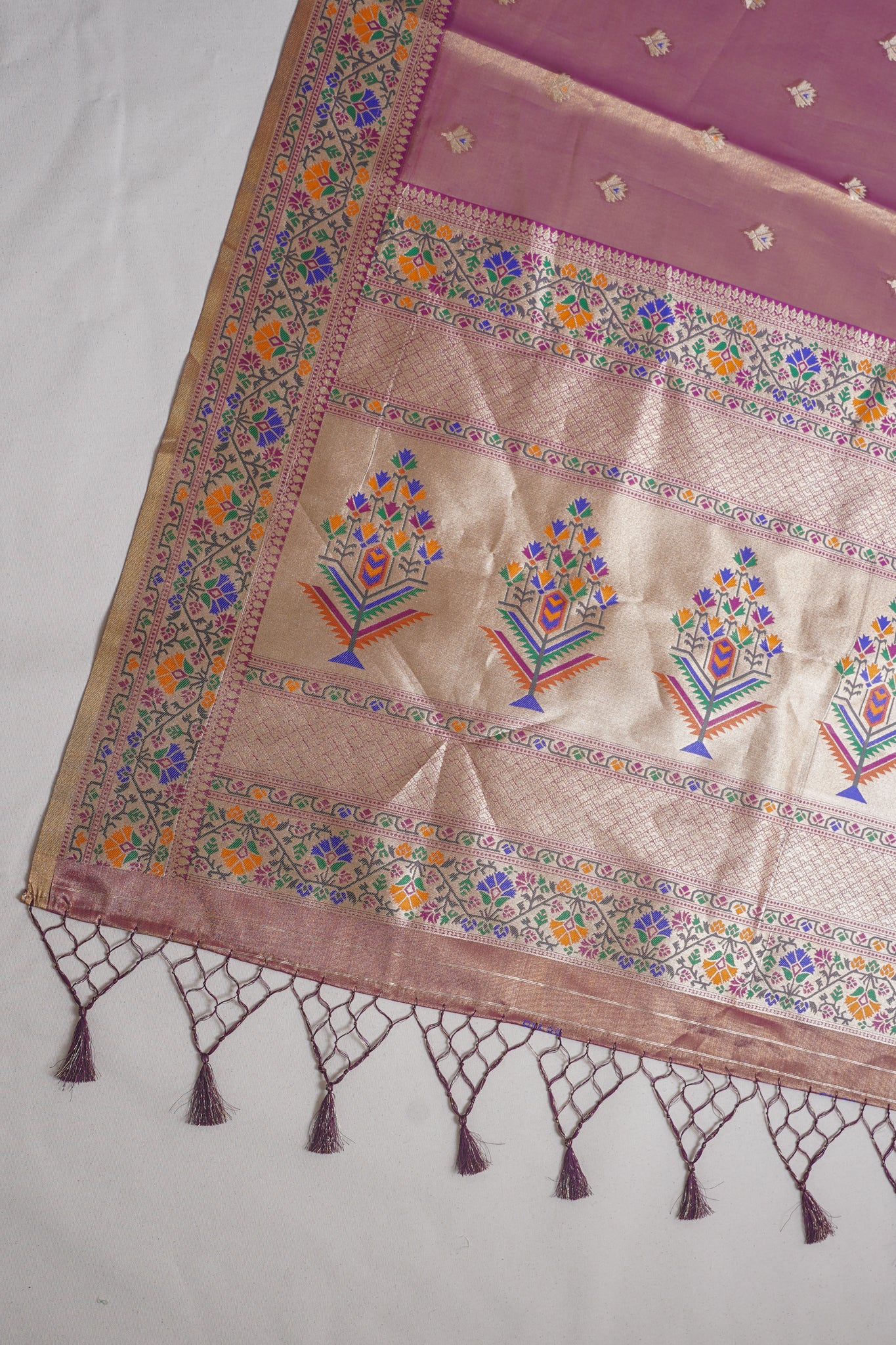 Wine Purple Paithani Minakari Tissue Silk Saree