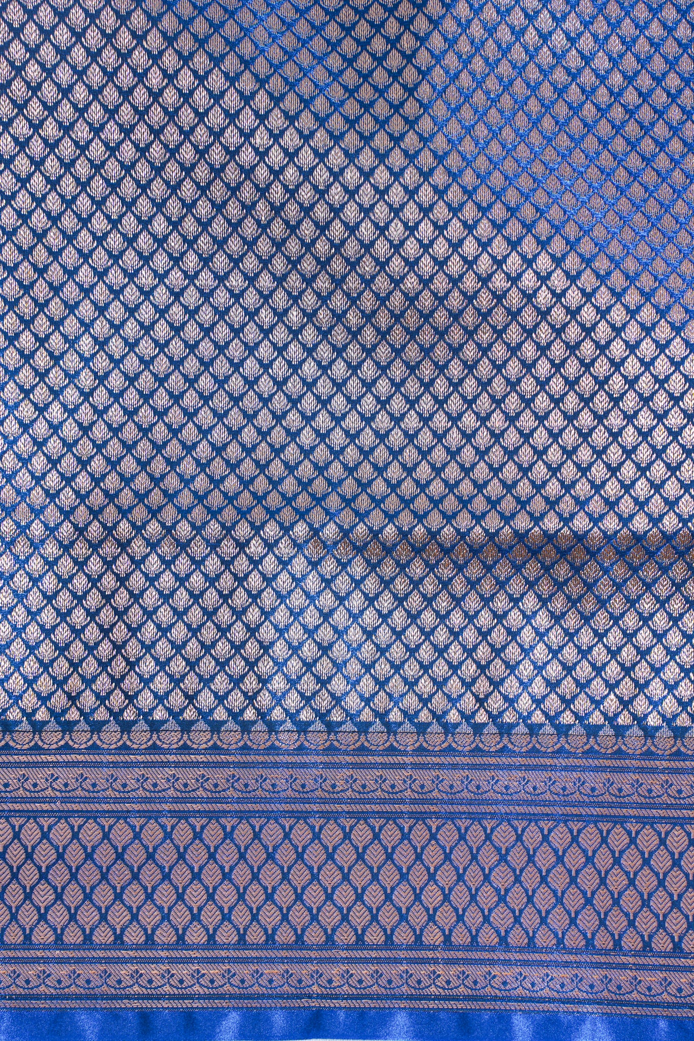 Royal Blue Banarasi Upada Satin Silk Buti Saree
