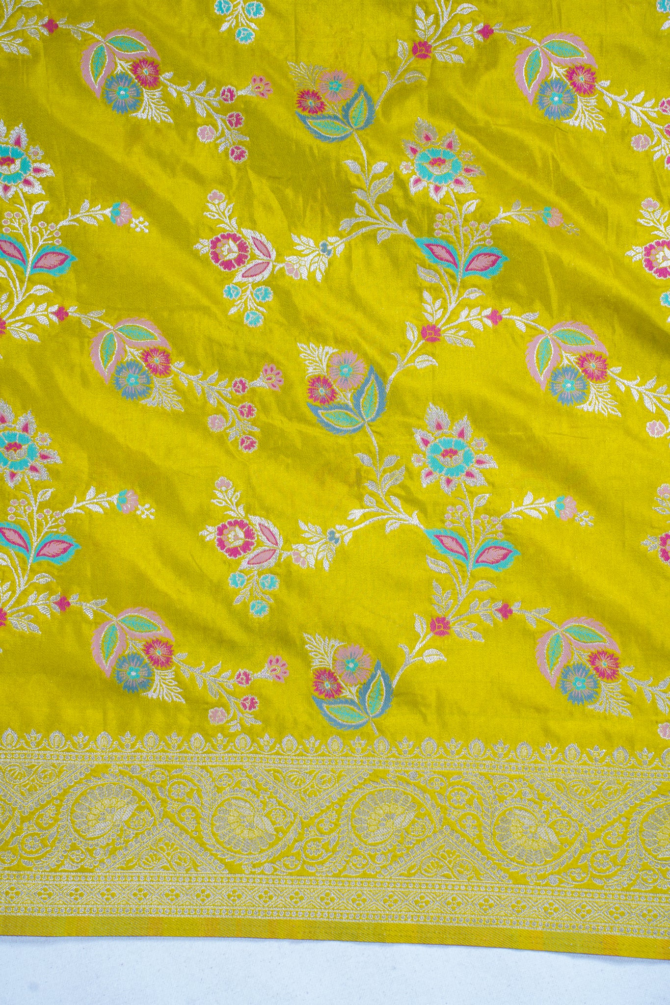 Mustard Yellow Banarasi Minakari Jaal Saree