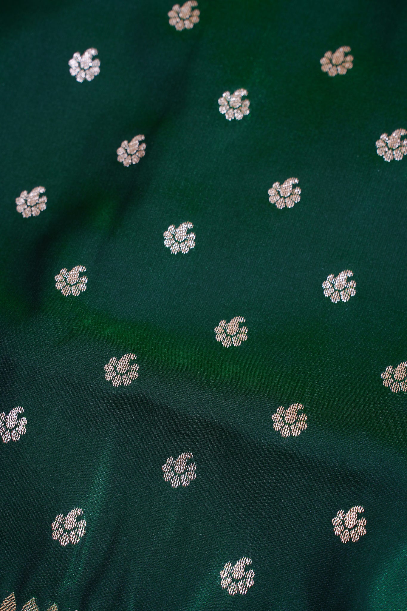 Emerald Green Banarasi Upada Satin Silk Buti Saree