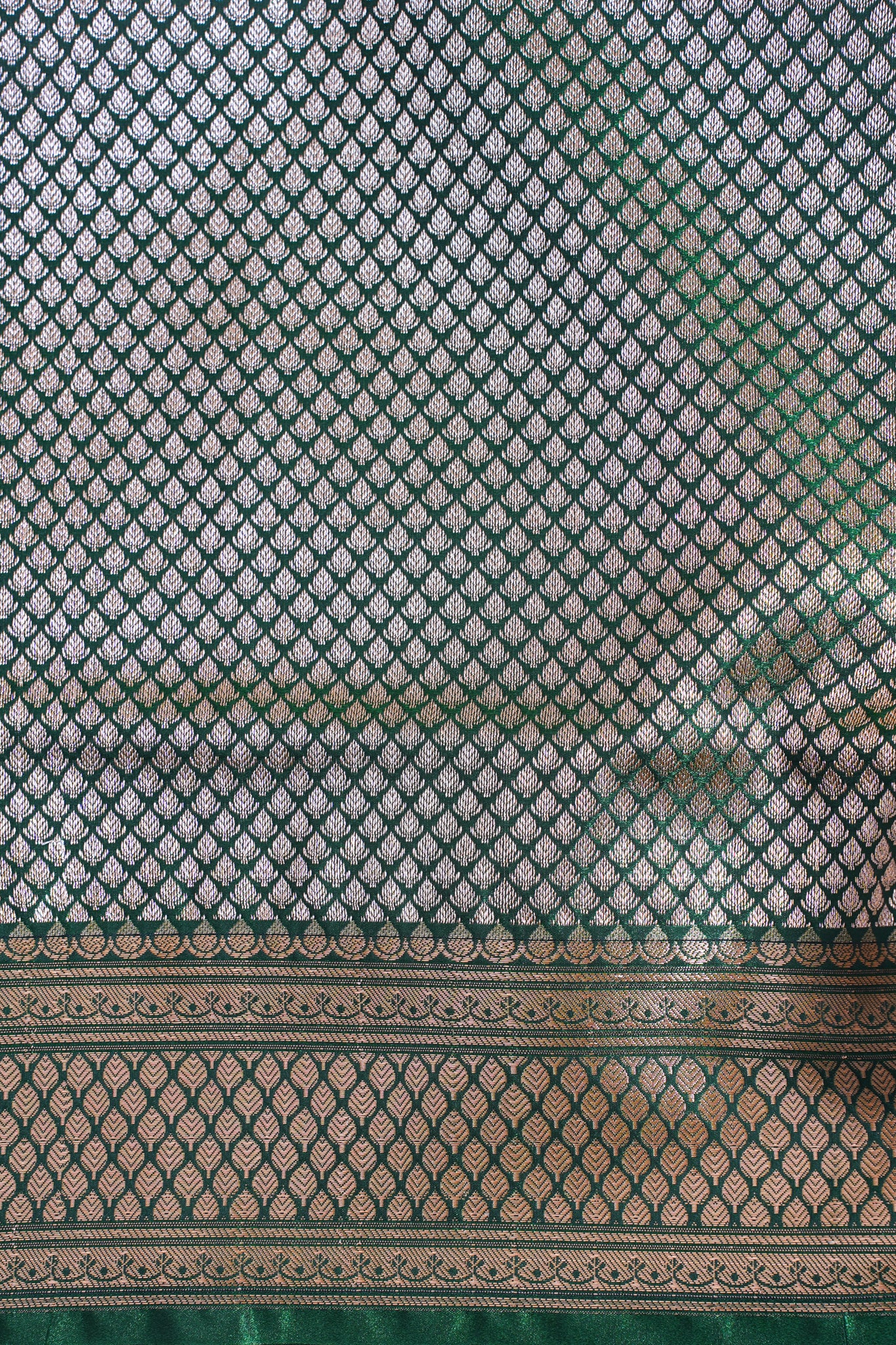 Emerald Green Banarasi Upada Satin Silk Buti Saree