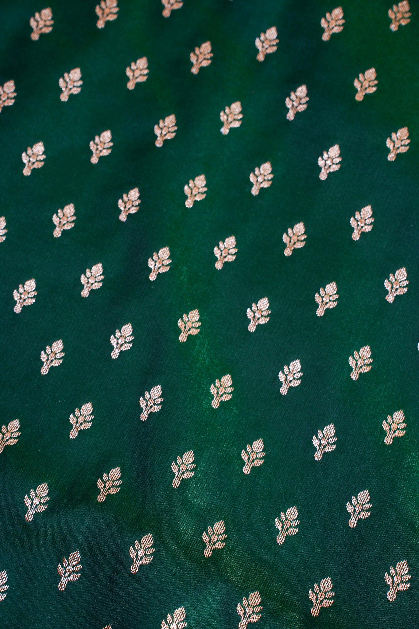 Deep Forest Green Banarasi Upada Satin Silk Buti Saree