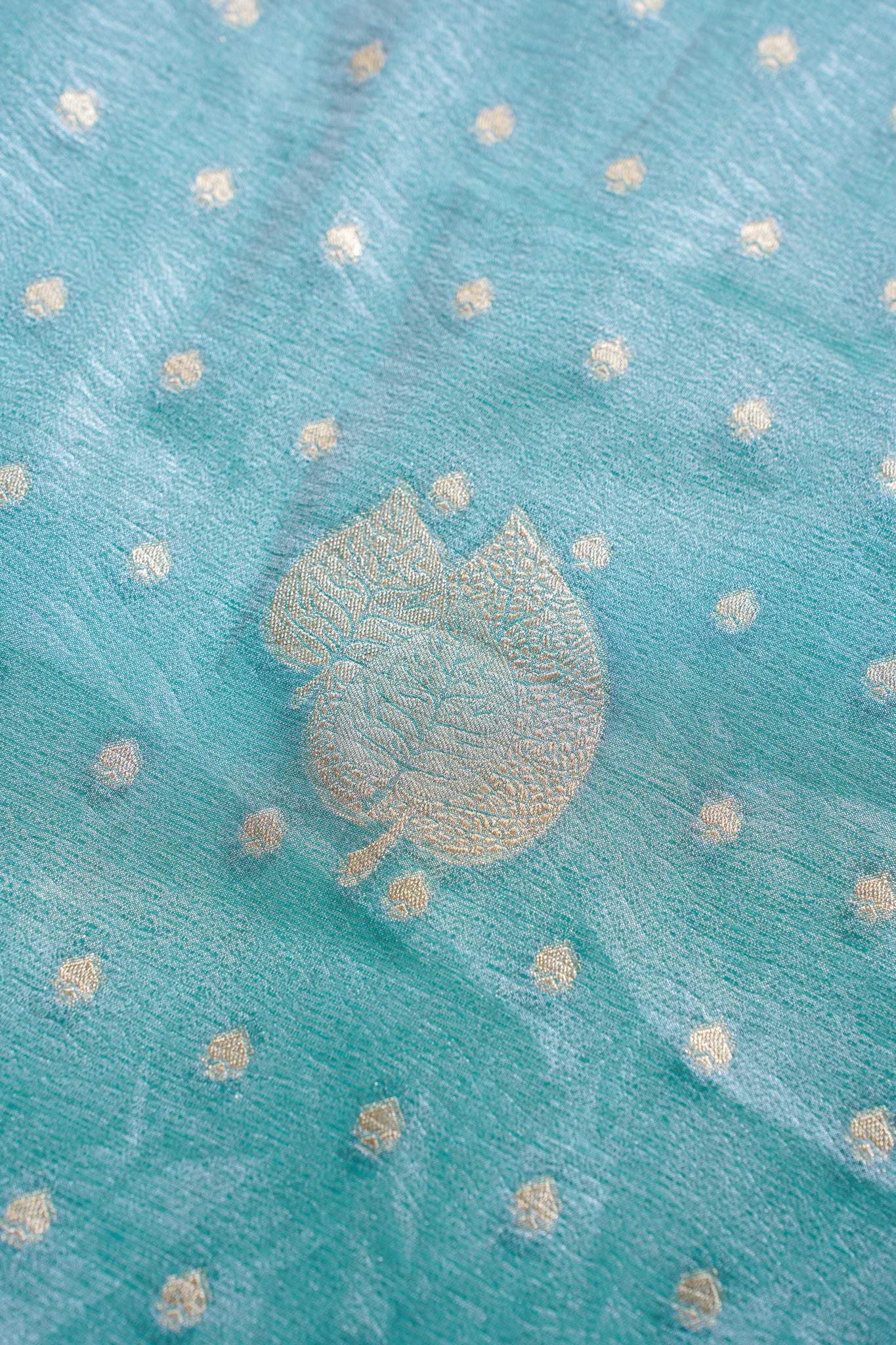 Turquoise Green Tissue Silk Saree