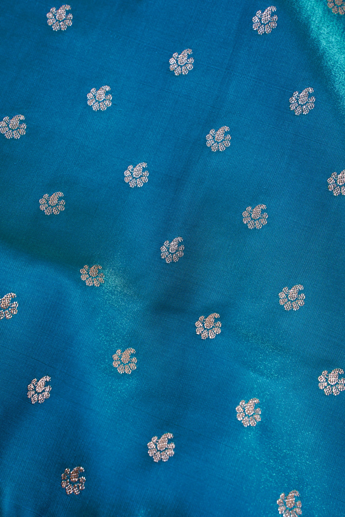 Peacock Blue Banarasi Upada Satin Silk Buti Saree