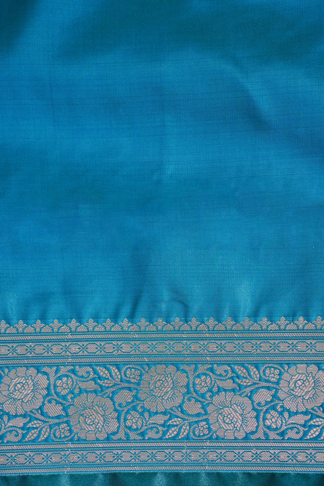 Peacock Blue Banarasi Upada Satin Silk Buti Saree