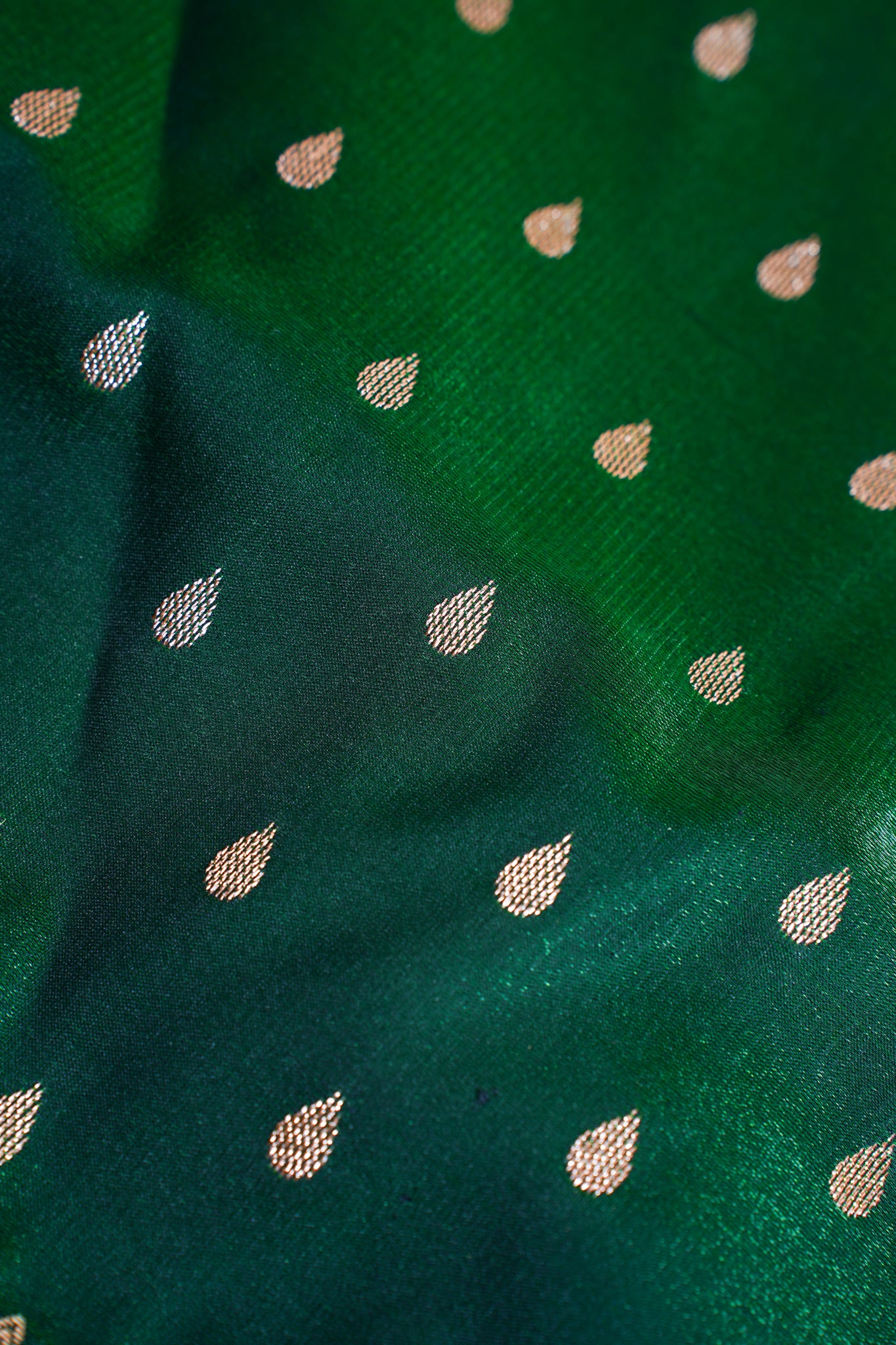 Emerald Green Banarasi Upada Satin Silk Buti Saree