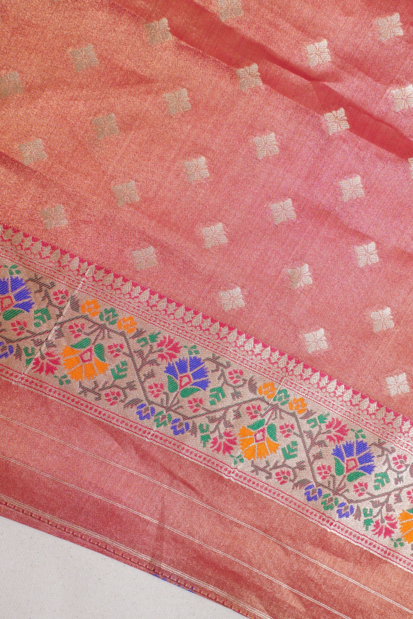 Golden Yellow Paithani Minakari Tissue Silk Saree
